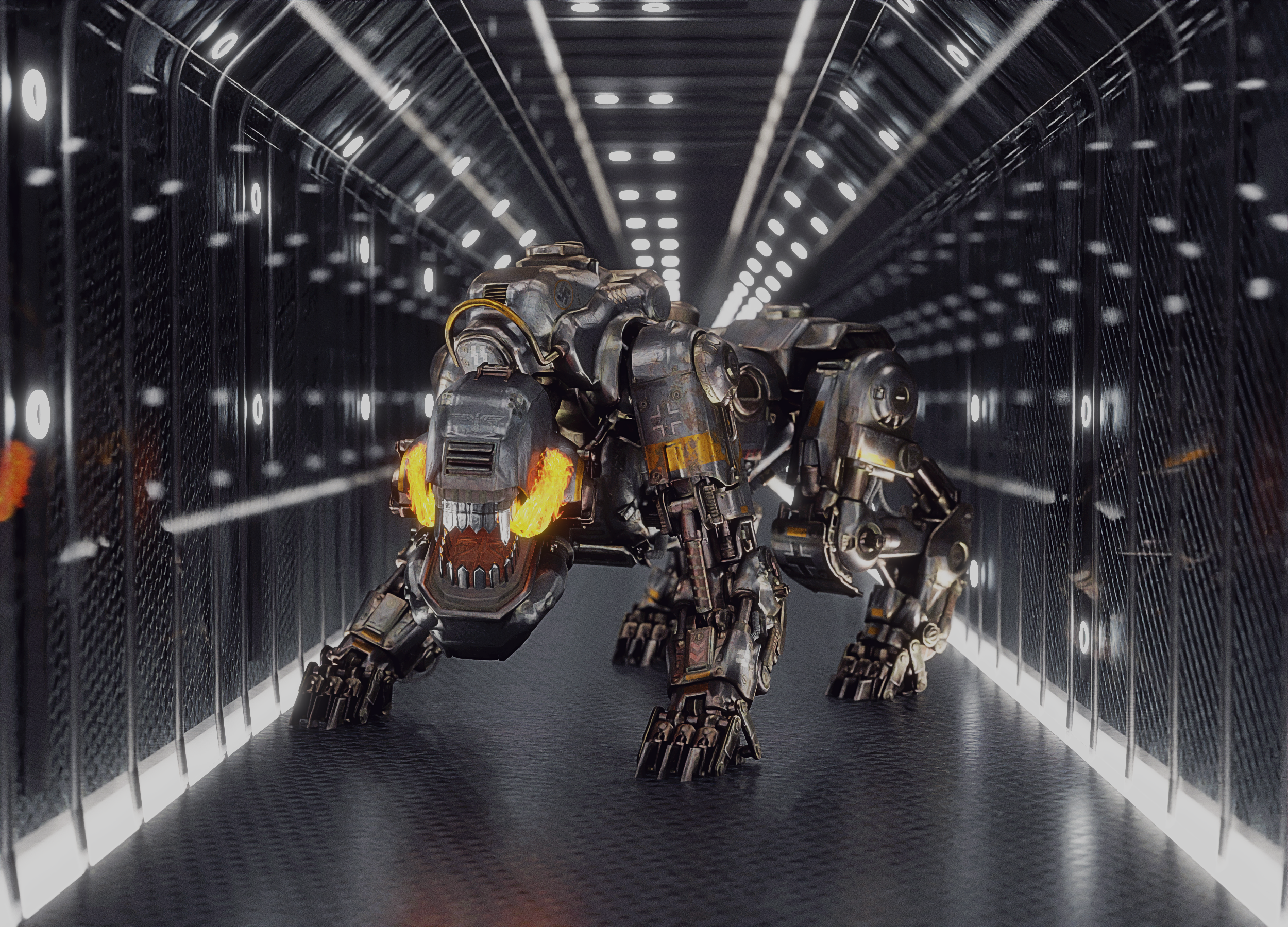 Wolfenstein Ii The New Colossus Mech Animals Robot Video Game Art Video Games CGi 3D Metal Lights Ha 2500x1800