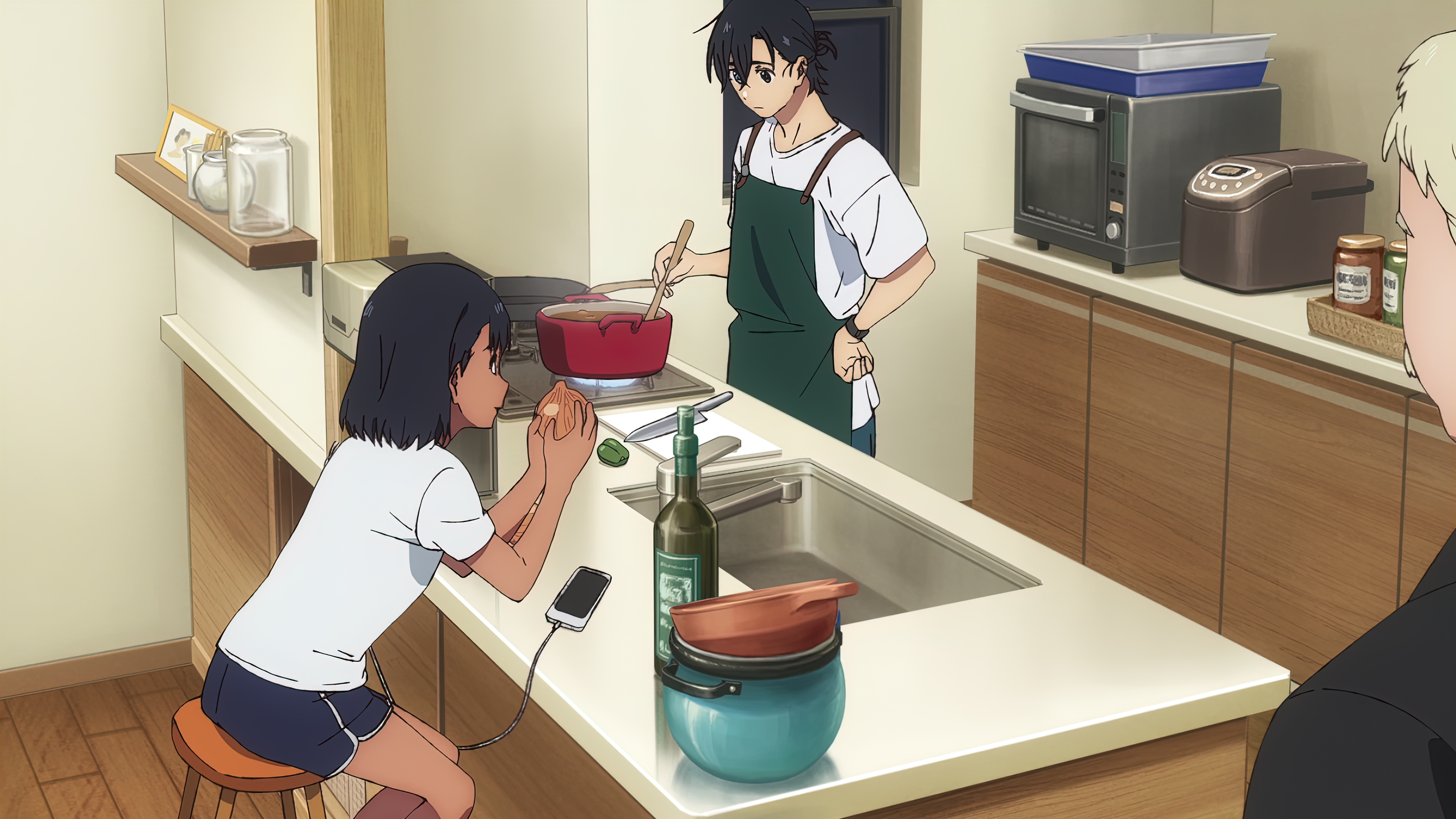 Summer Time Render 4K Anime Anime Screenshot Anime Girls Anime Boys Cooking Apron 3840x2160