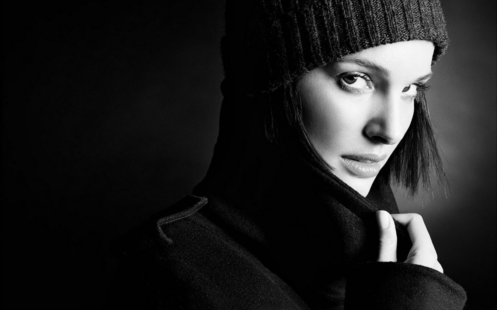 Women Actress Natalie Portman Monochrome Face 1680x1050