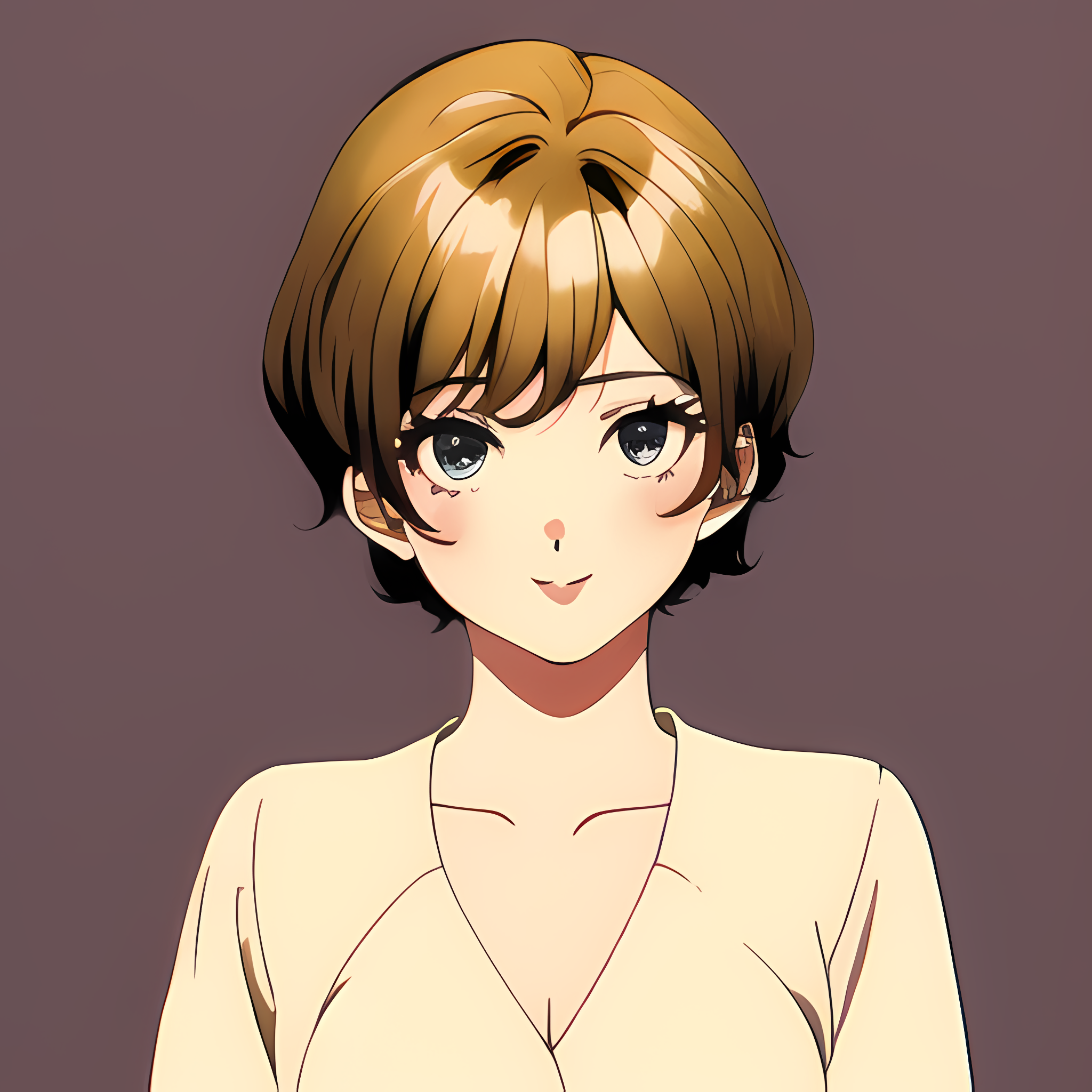 Anime Girls Novel Ai Face Portrait Blonde Beige Background Anime Women Minimalism 2048x2048