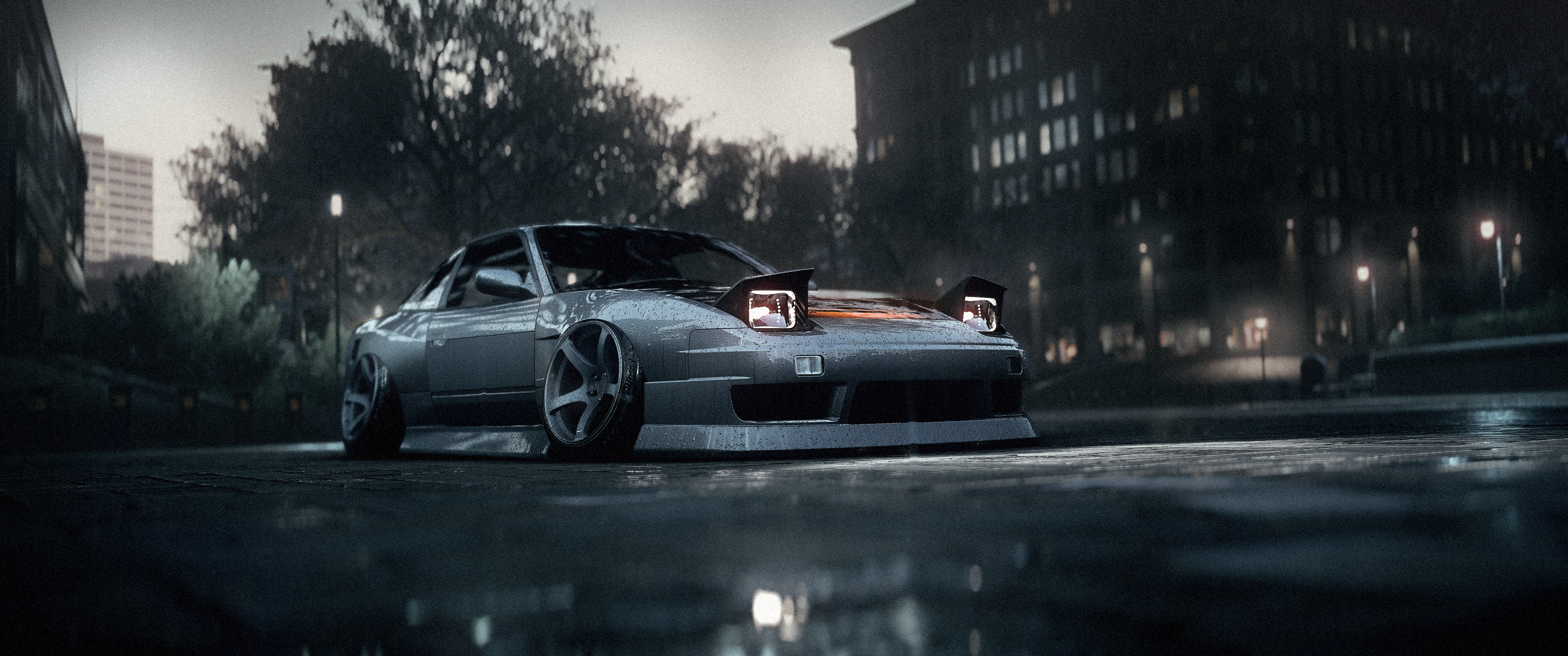 CROWNED Video Games Video Game Art Screen Shot Car Vehicle Stanced Nissan Nissan 240SX Need For Spee 3440x1440