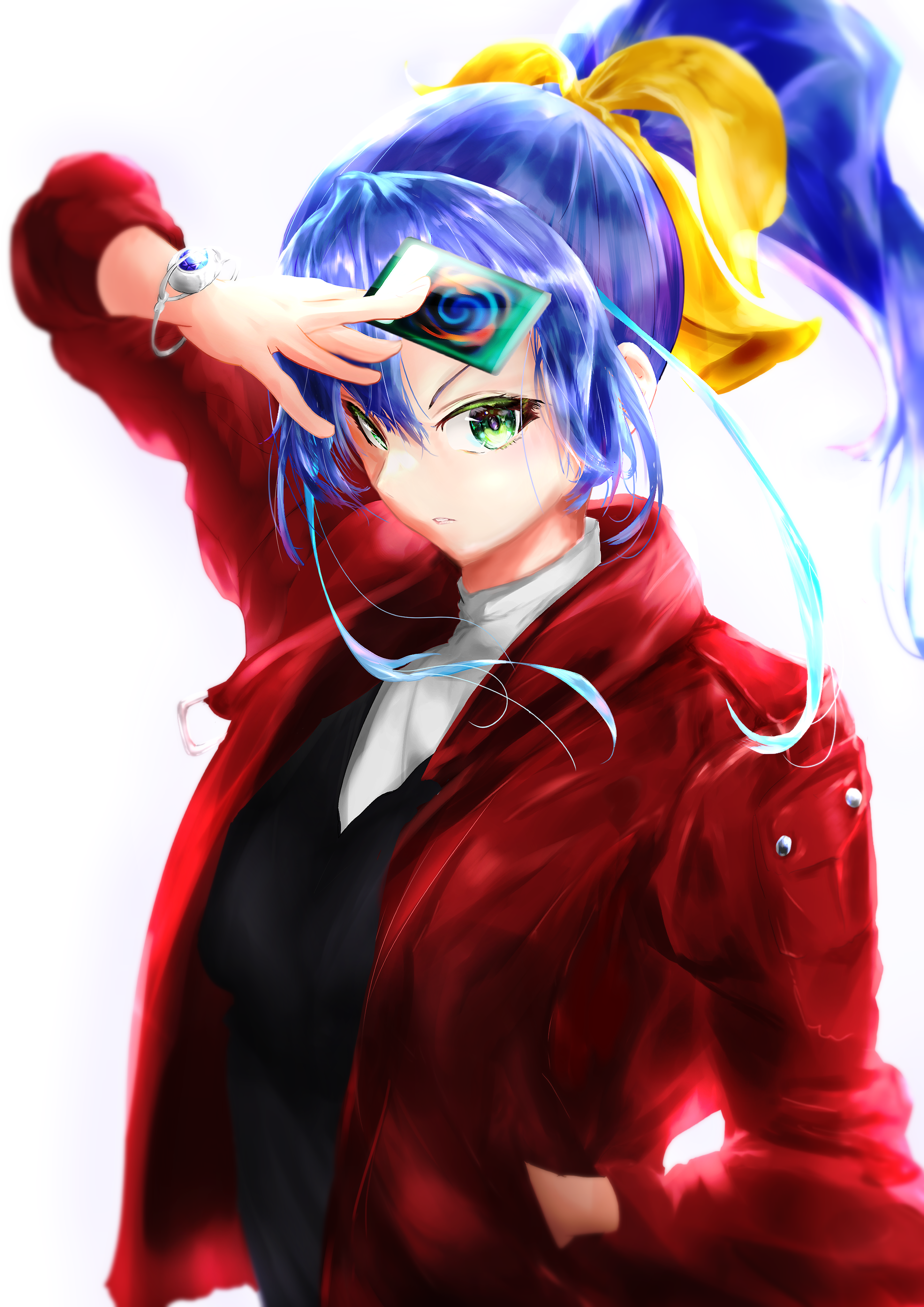 Anime Anime Girls Yu Gi Oh Yu Gi Oh ARC V Serena Yu Gi Oh Ponytail Blue Hair Artwork Digital Art Fan 2894x4093