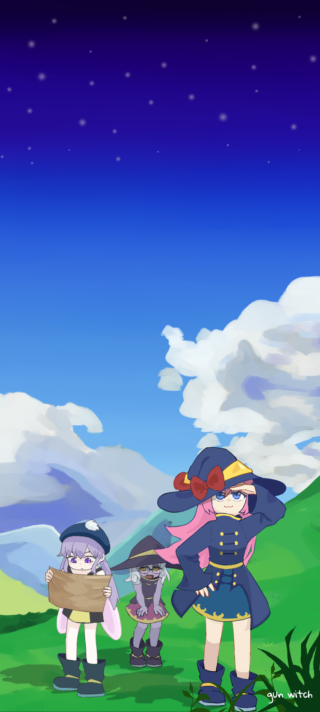 Gun Witch Nature Adventurers Colorful Mountains 1080x2400
