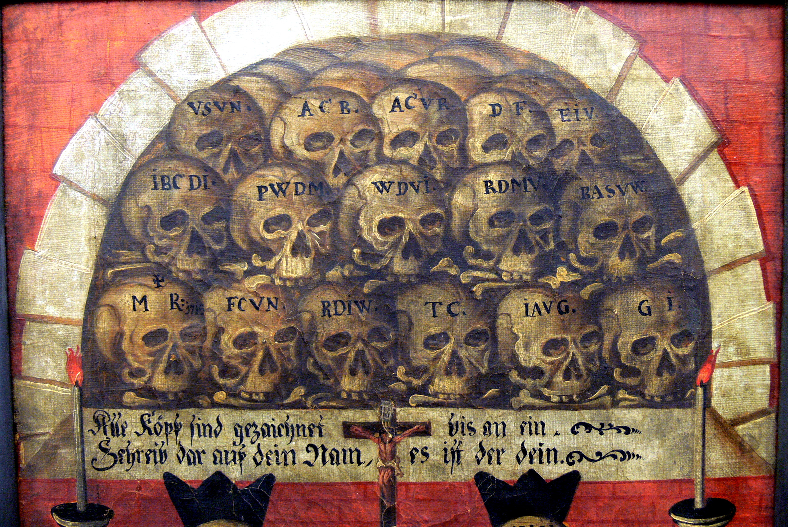 Memento Mori Crucifix Skeleton Bones Painting 2560x1712