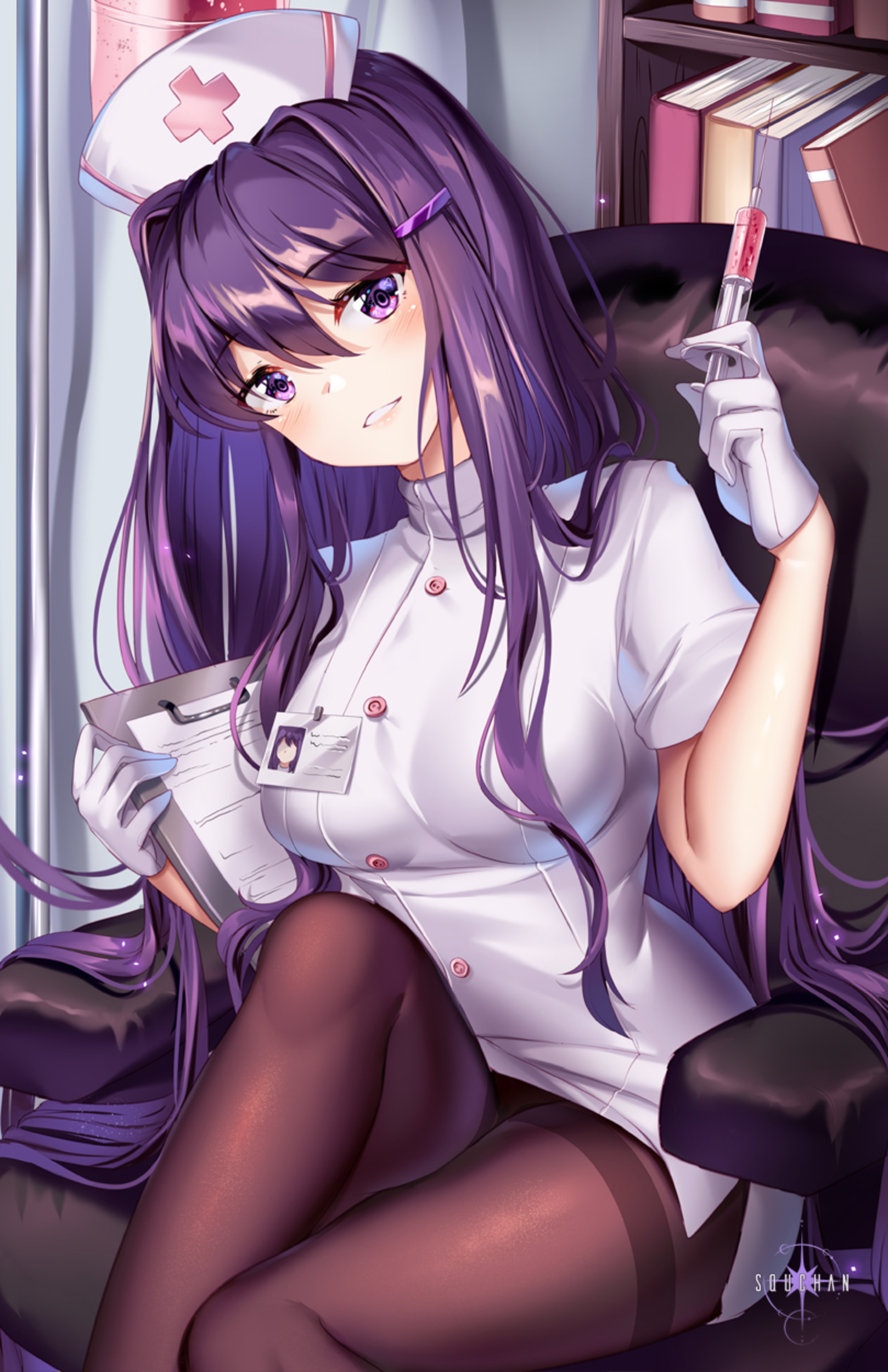 Anime Anime Girls Doki Doki Literature Club Yuri Doki Doki Literature Club Long Hair Purple Hair Sol 1618x2500