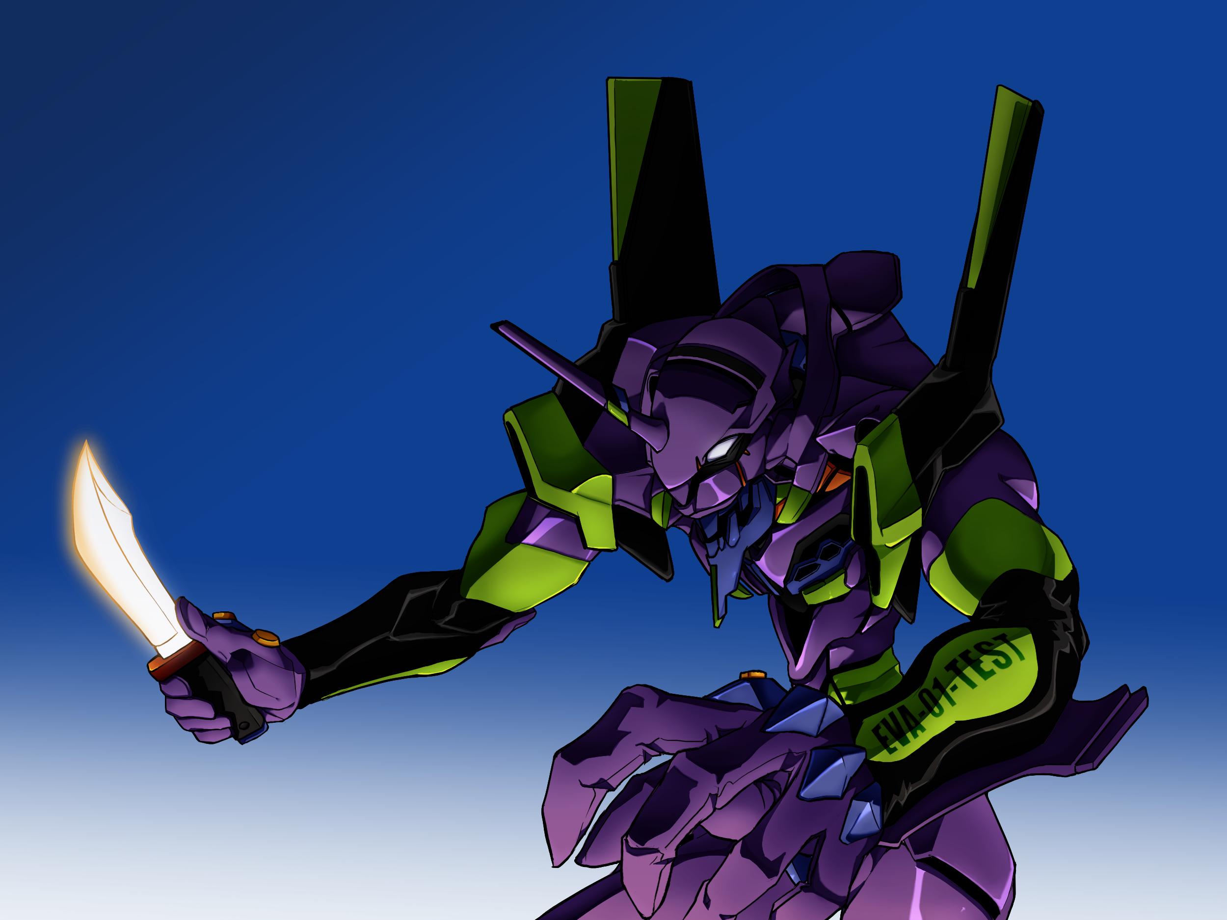 EVA Unit 01 Neon Genesis Evangelion Anime Mechs Super Robot Taisen Artwork Digital Art Fan Art 2500x1875