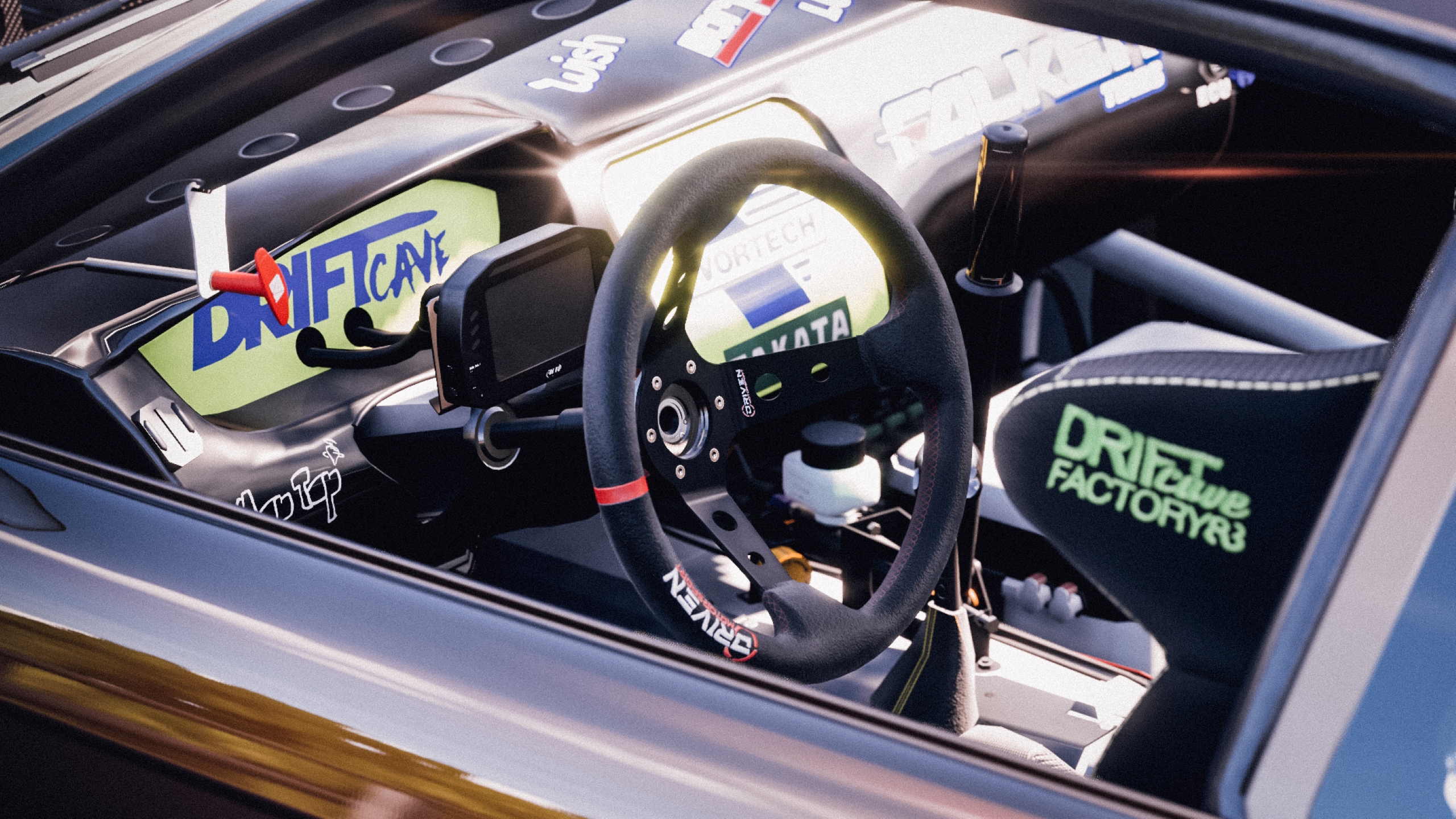 Forza Horizon 5 Forza Nissan Drift Drift Cars Steering Wheel Car Sunlight CGi Video Games 2560x1440