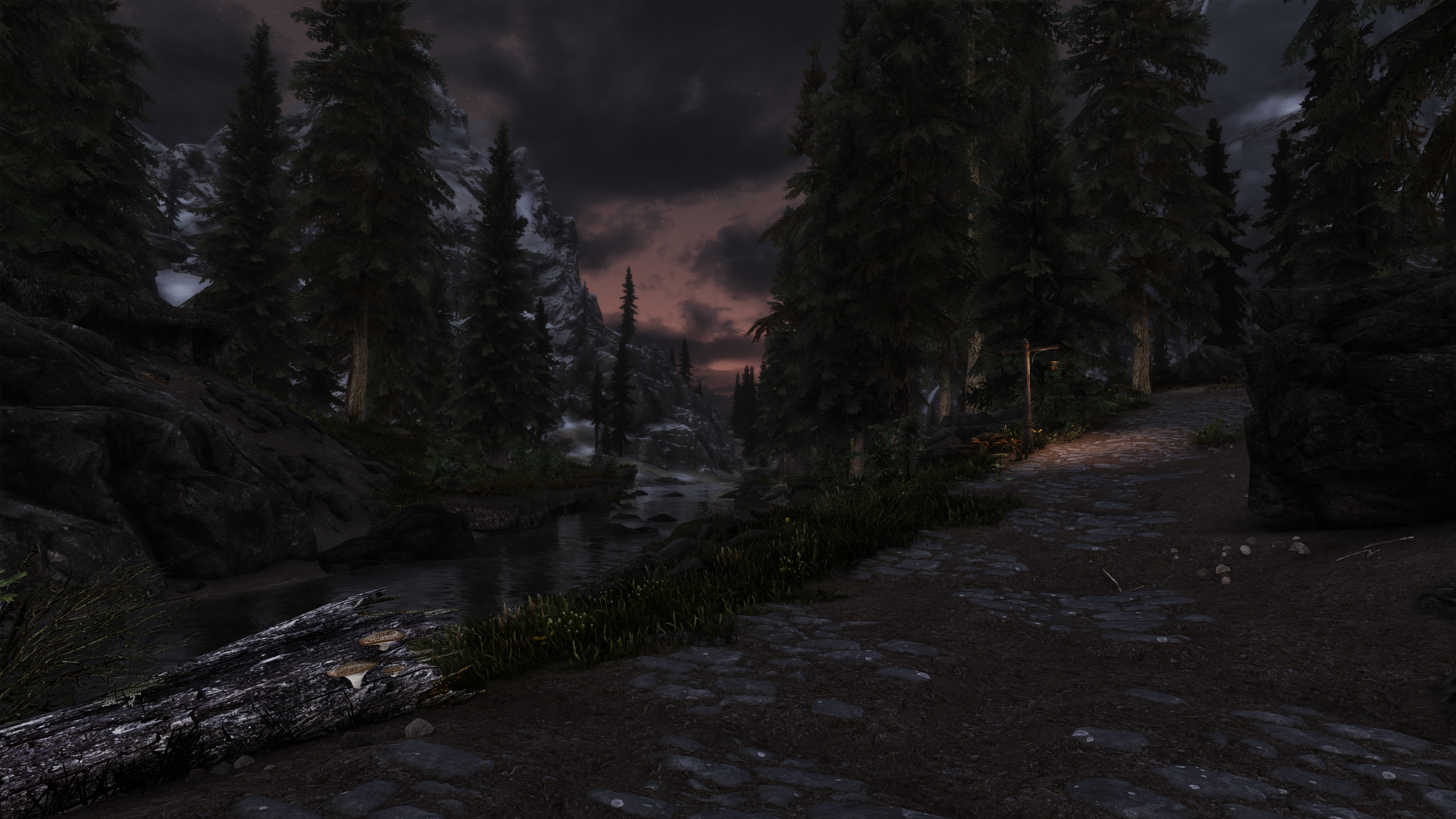 The Elder Scrolls V Skyrim Video Games Nature Sky Clouds Trees Video Game Art Screen Shot Water CGi  2560x1440