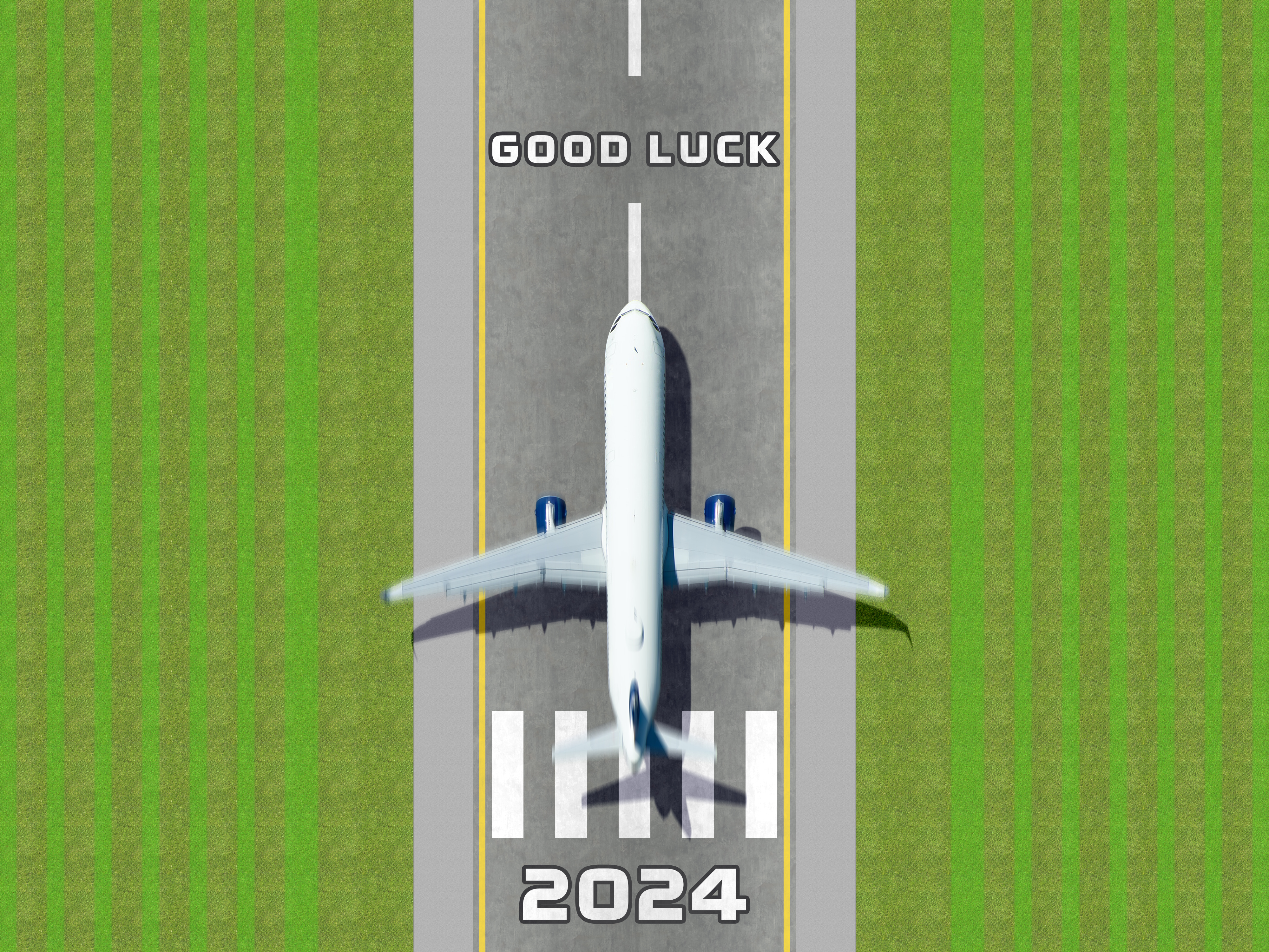 2024 Year New Year Airplane Top View Minimalism Aircraft Blurred Digital Art 4000x3000