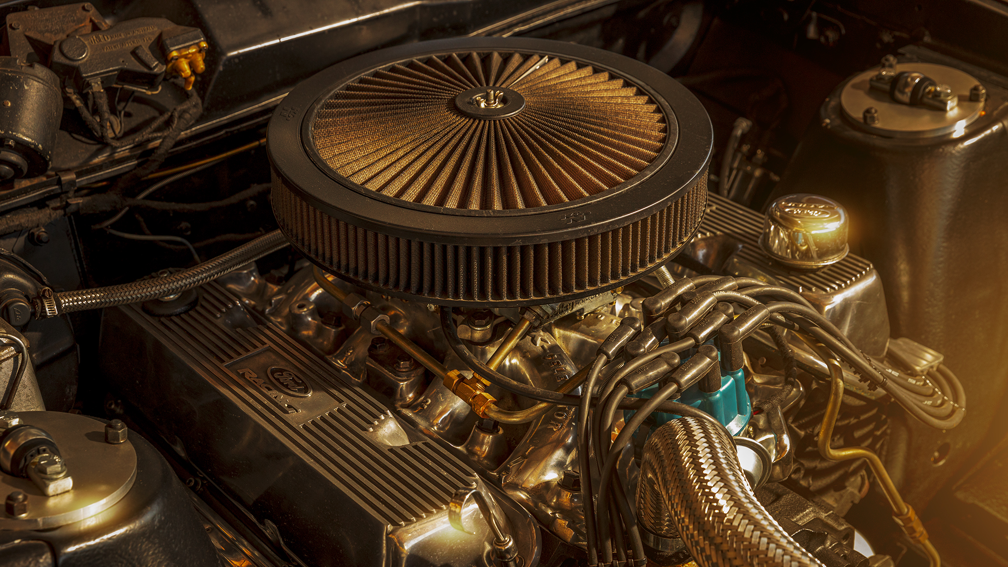 Norbert Schuller Engine Gold Warm Car Wires Golden Hour Gears 2048x1152