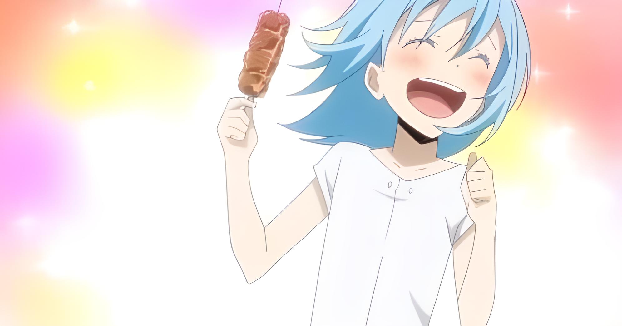 Anime Boys Anime Girls Anime Screenshot Shirt Smiling Blue Hair Simple Background Rimuru Tempest Ten 1992x1044