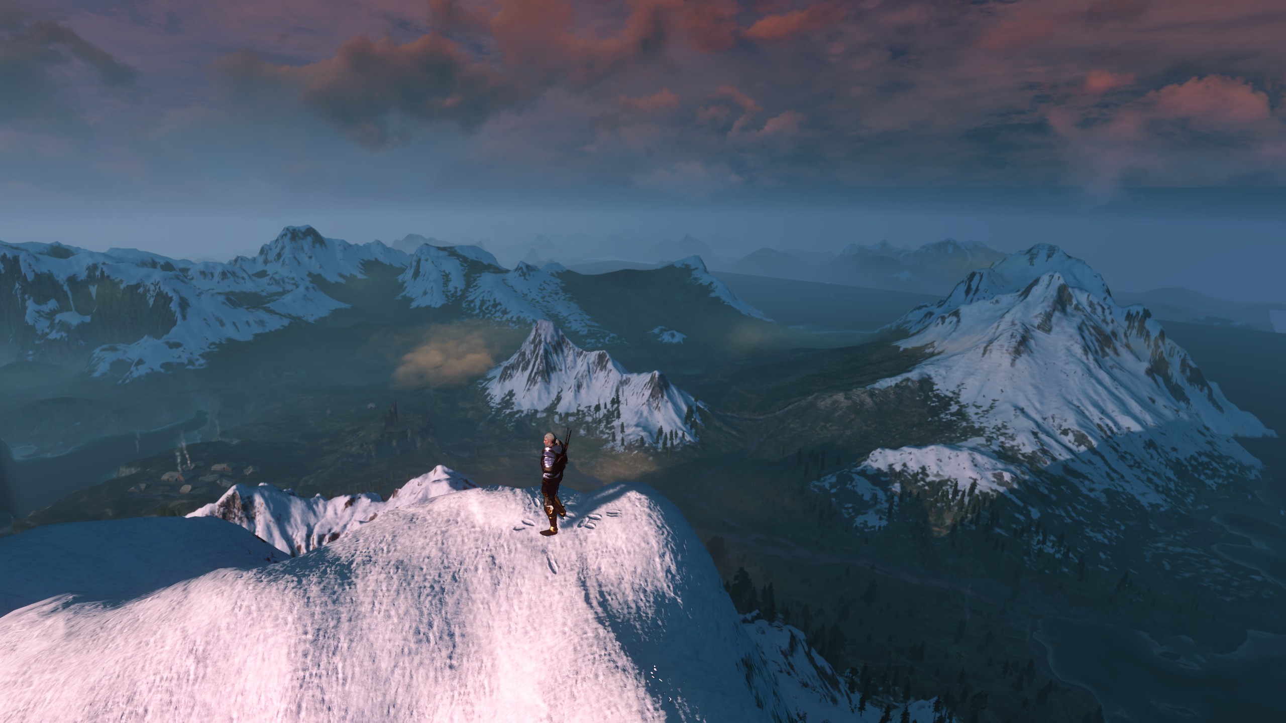 Snow Covered The Witcher 3 Video Games Video Game Characters Mountains Snow 2560x1440