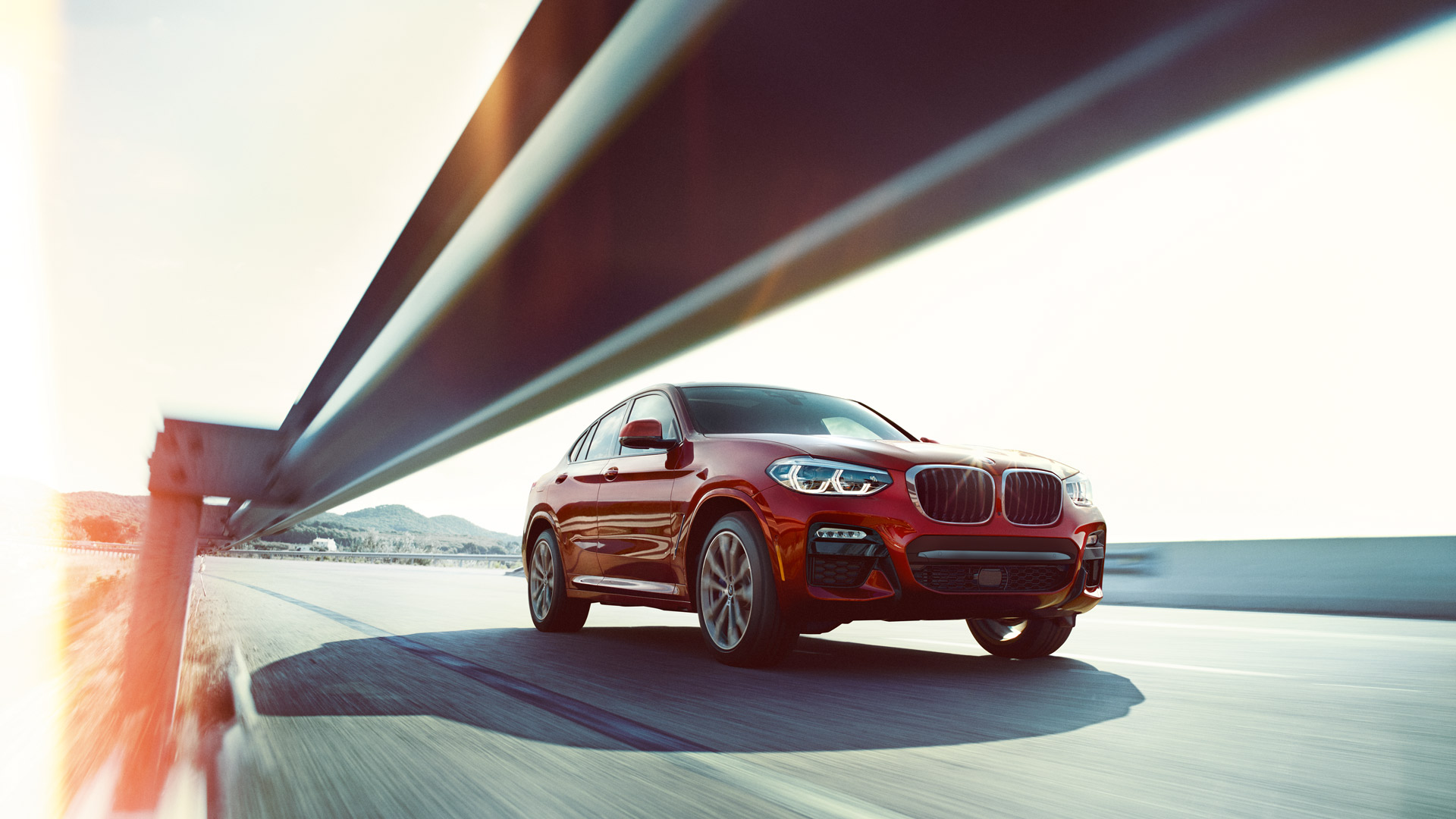 BMW BMW X4 German Cars Car Red Cars Front Angle View Road 1920x1080
