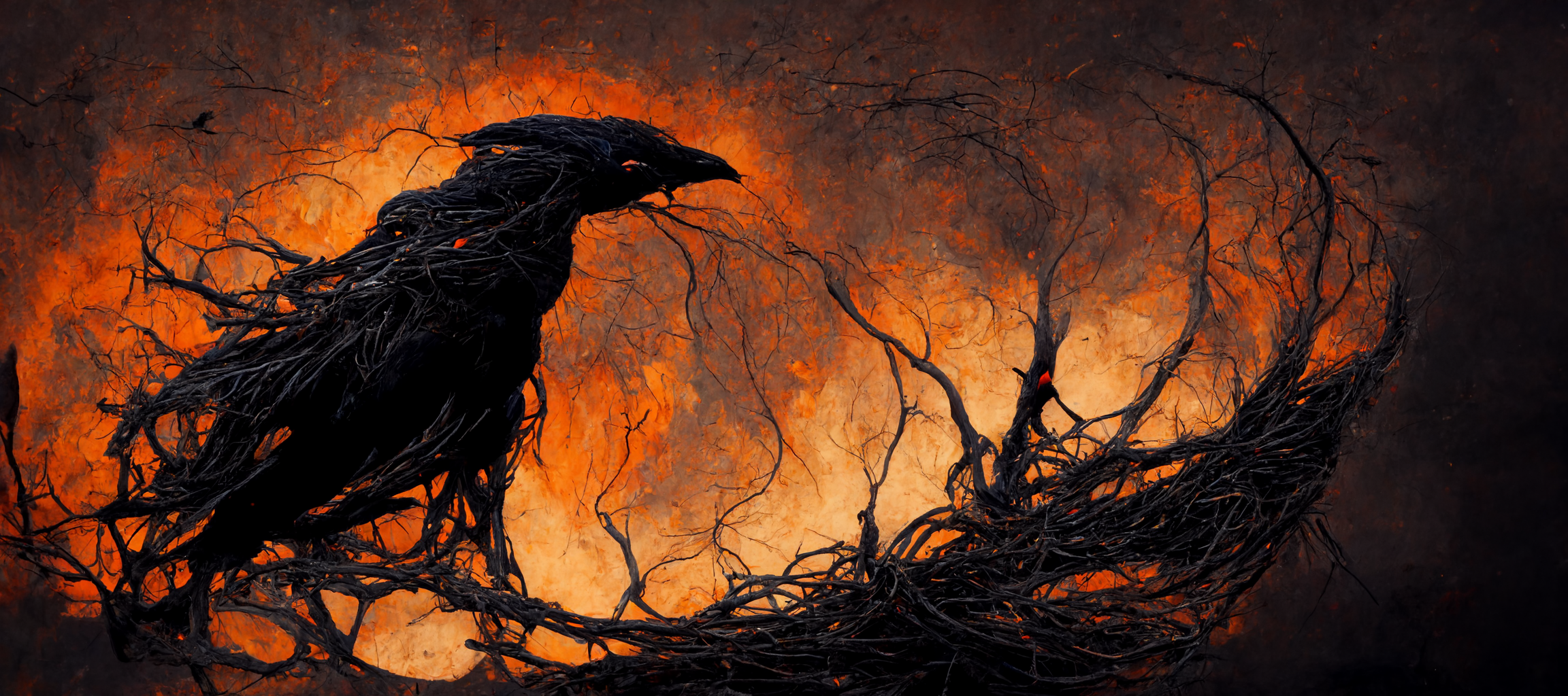 Raven Abstract Ai Art Birds Animals Wallpaper - Resolution:2304x1024 -  ID:1348135 