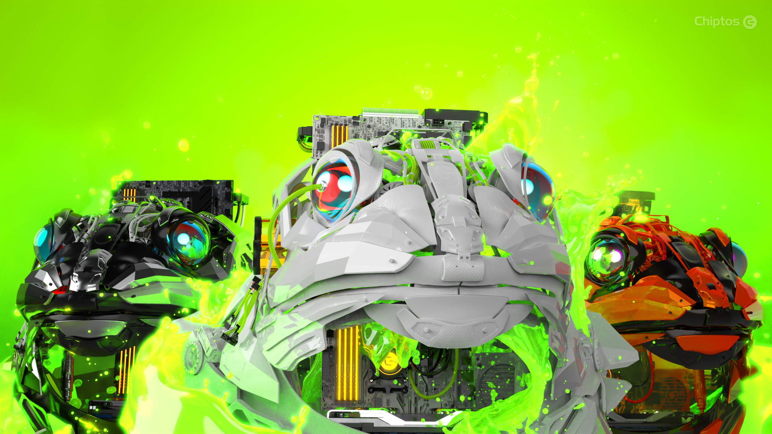 Nft Frog Robot 3D Abstract Technology Digital Art Animals Simple Background Minimalism 2560x1440