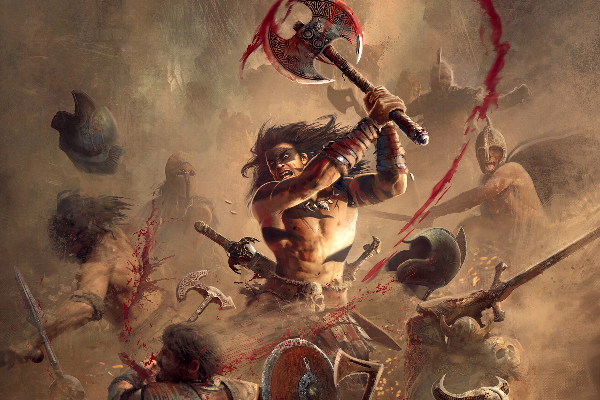 Battle Sword Axe Barbarian Blood 1920x1280