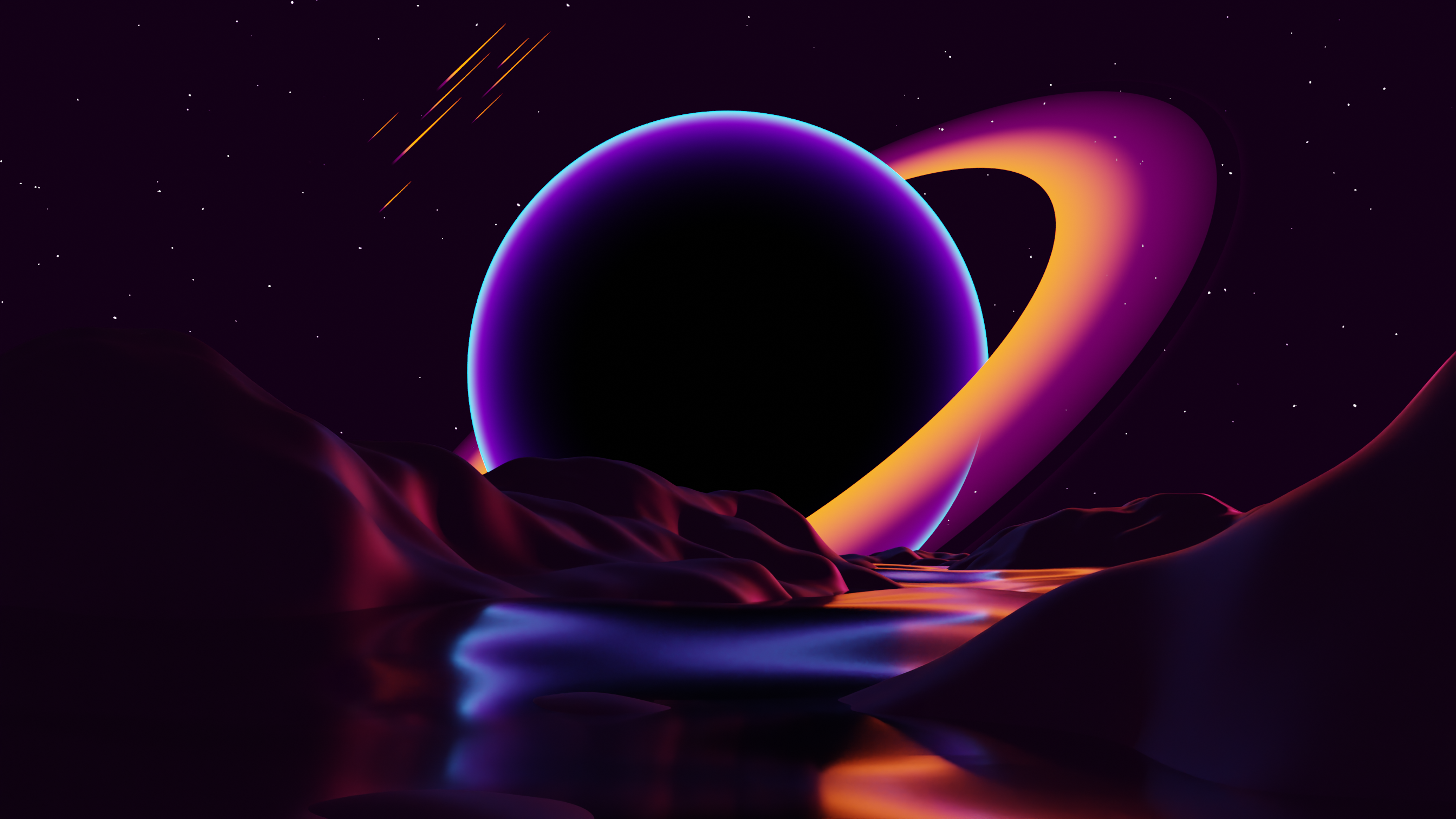 Digital Art Artwork Illustration Planet Minimalism Dark Saturn Planetary Rings Abstract Space 2688x1512