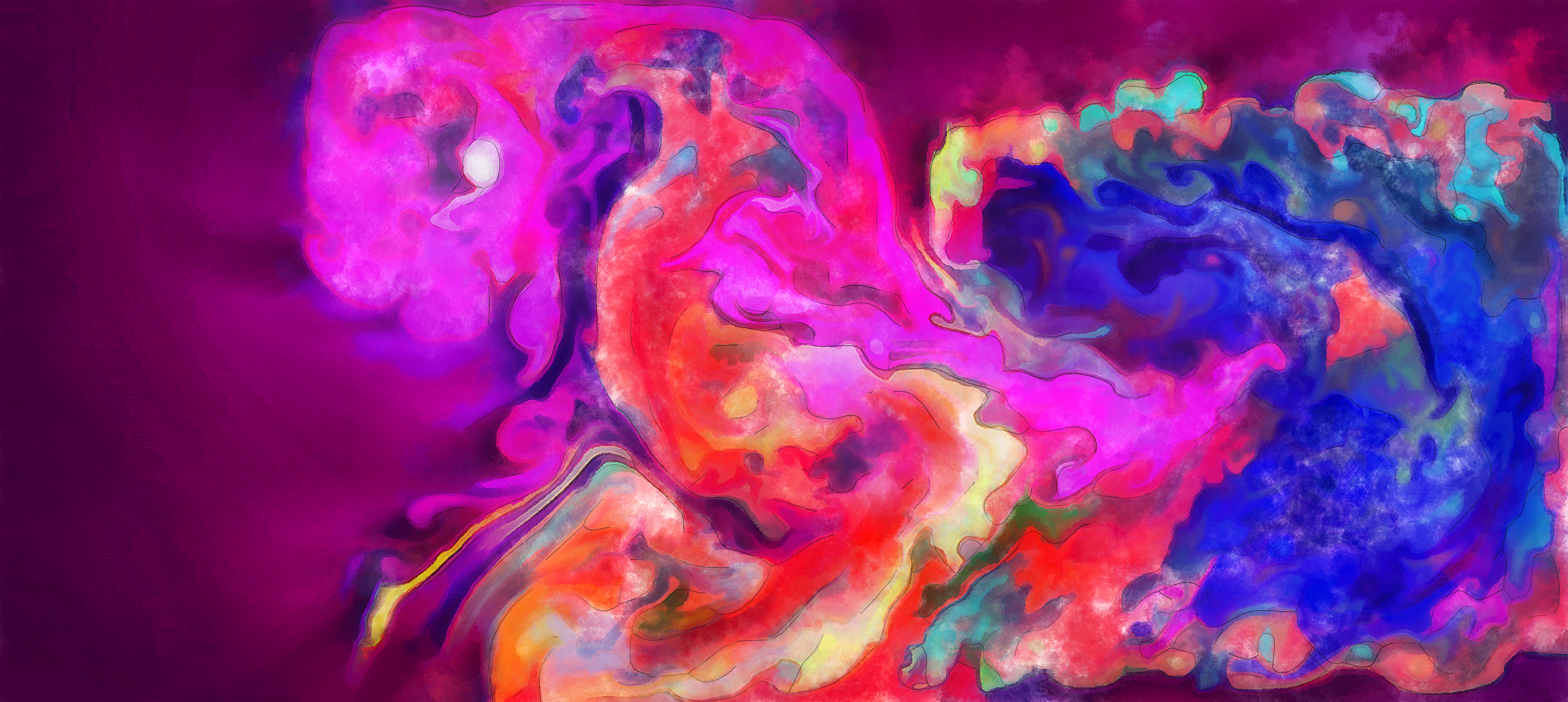Paint Splash Watercolor Fluid Ink Abstract Digital 5600x2506