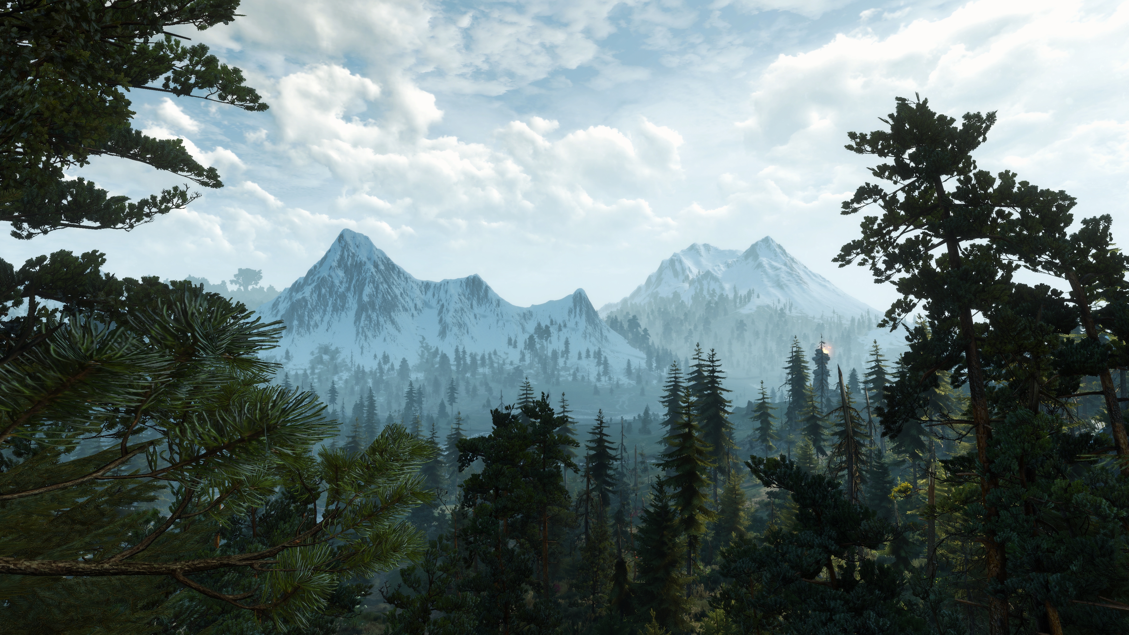The Witcher 3 Wild Hunt Screen Shot PC Gaming Mountains Trees Landscape Skellige 3840x2160