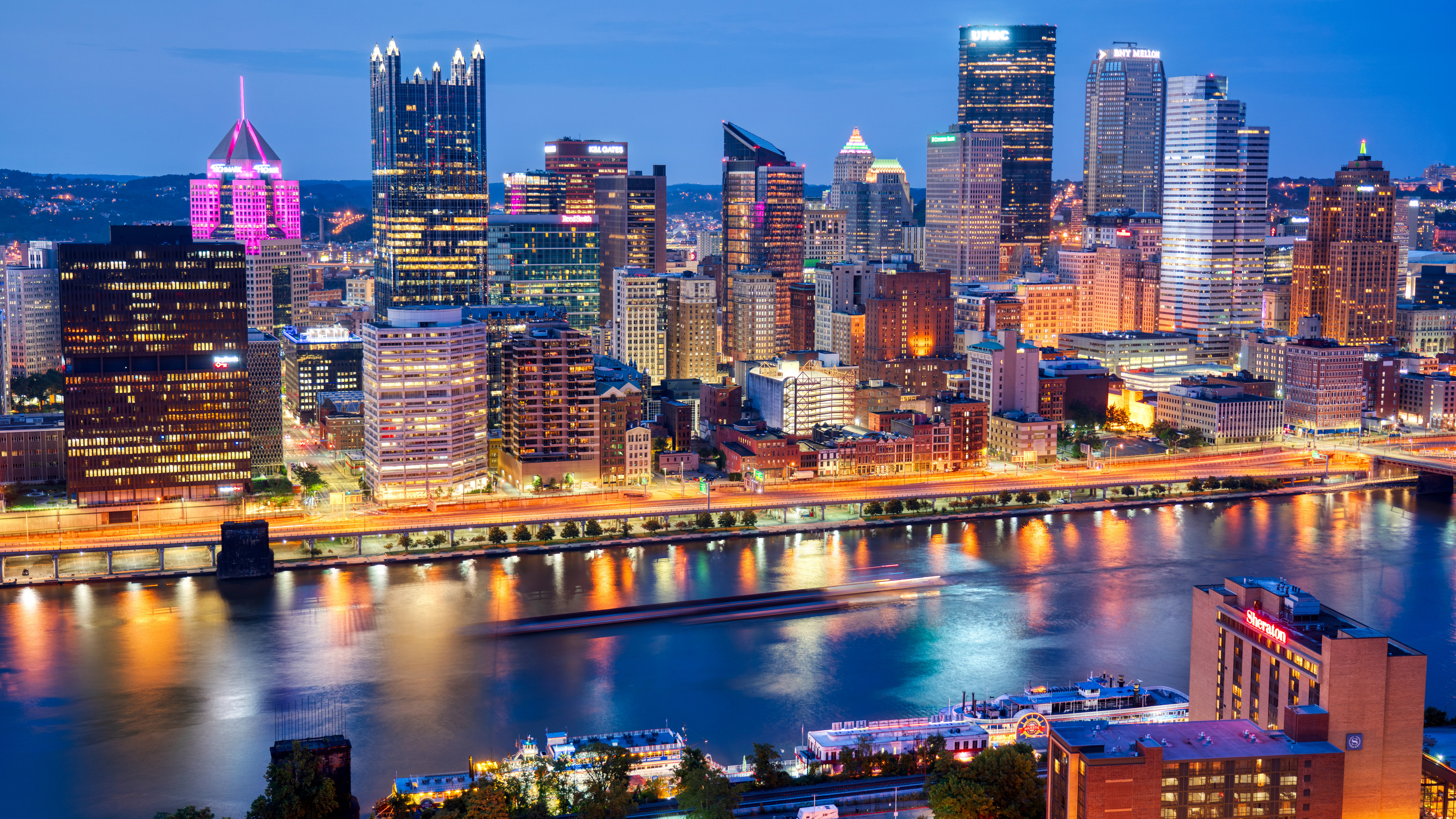 Trey Ratcliff Photography USA Pennsylvania Pittsburgh Water Building City Lights 7680x4320