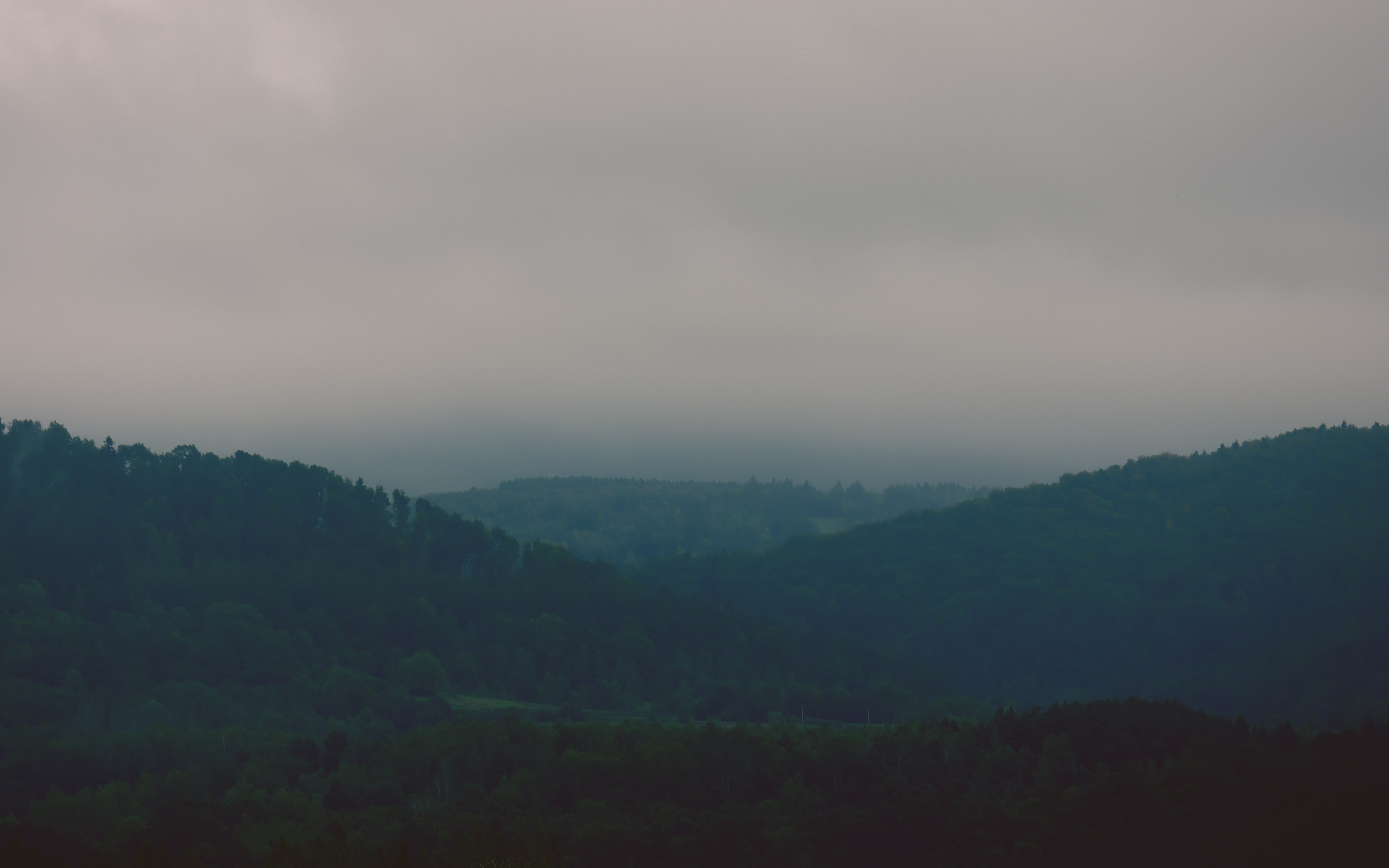 Mist Mountain Pass Mountains Forest Clouds Landscape Nature Calm 3600x2250