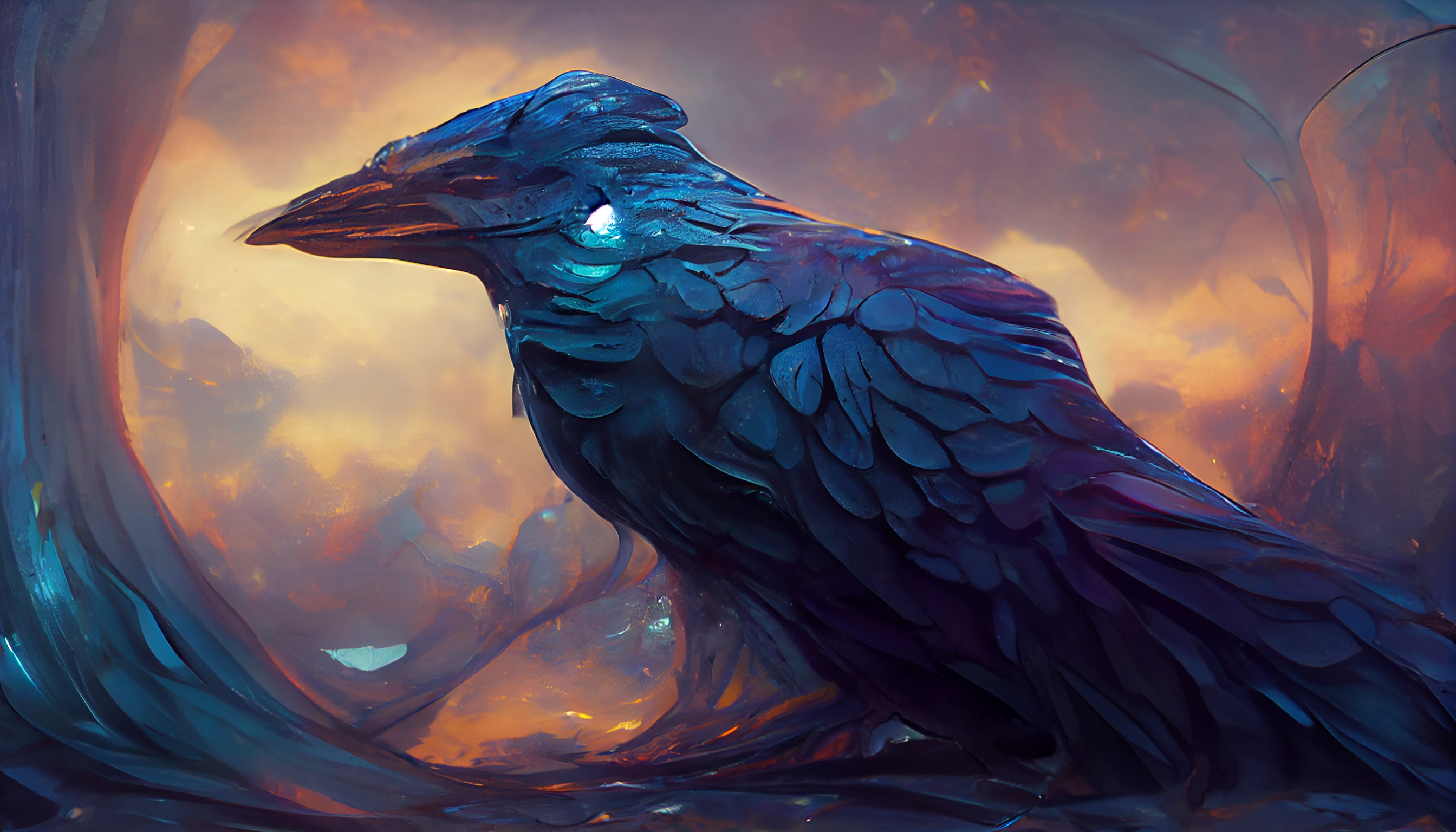 Ai Art Digital Art Abstract Raven Birds 2688x1536