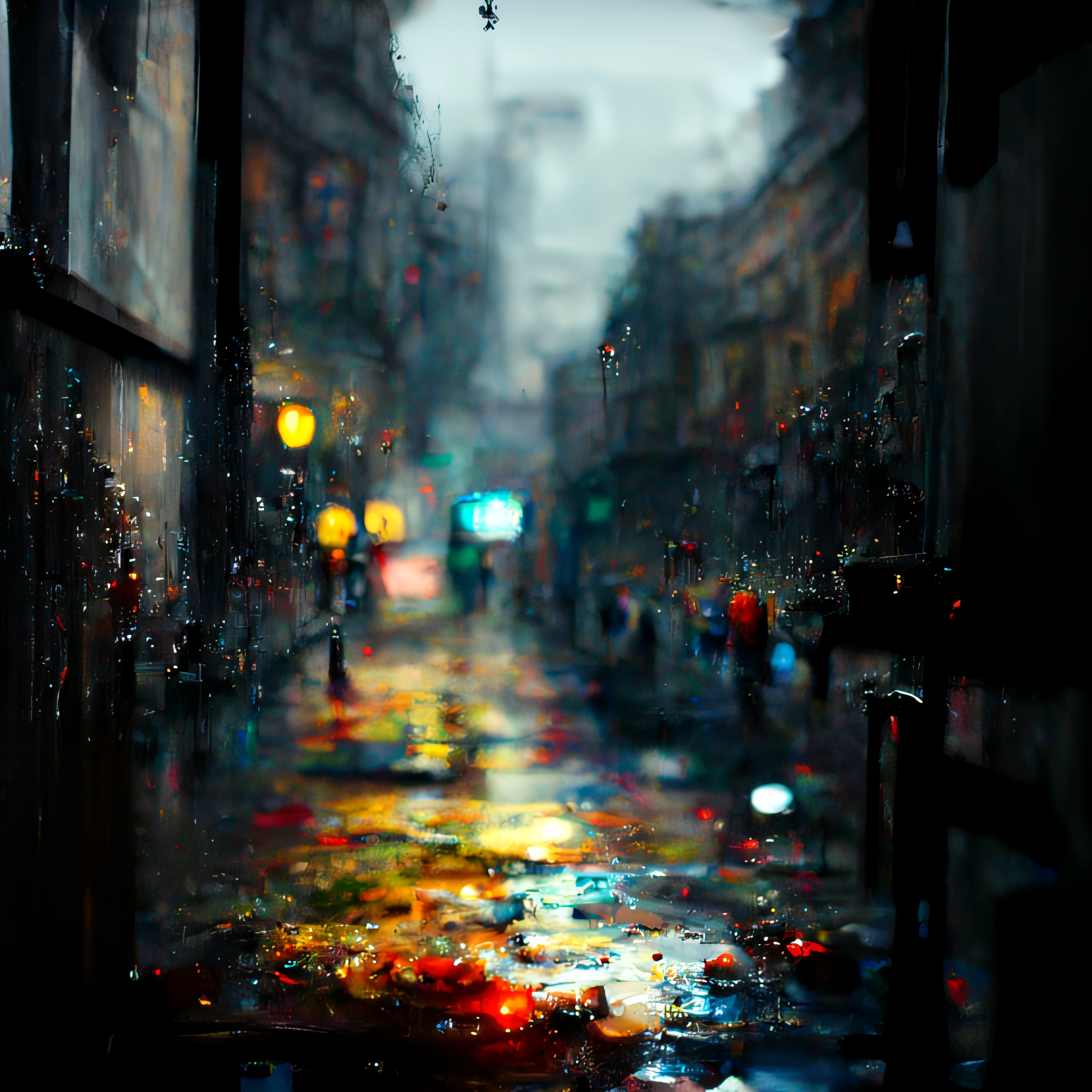 Bokeh Painting Colorful Camera Street Art Rain Reflection Night Lights Street Light 2268x2268