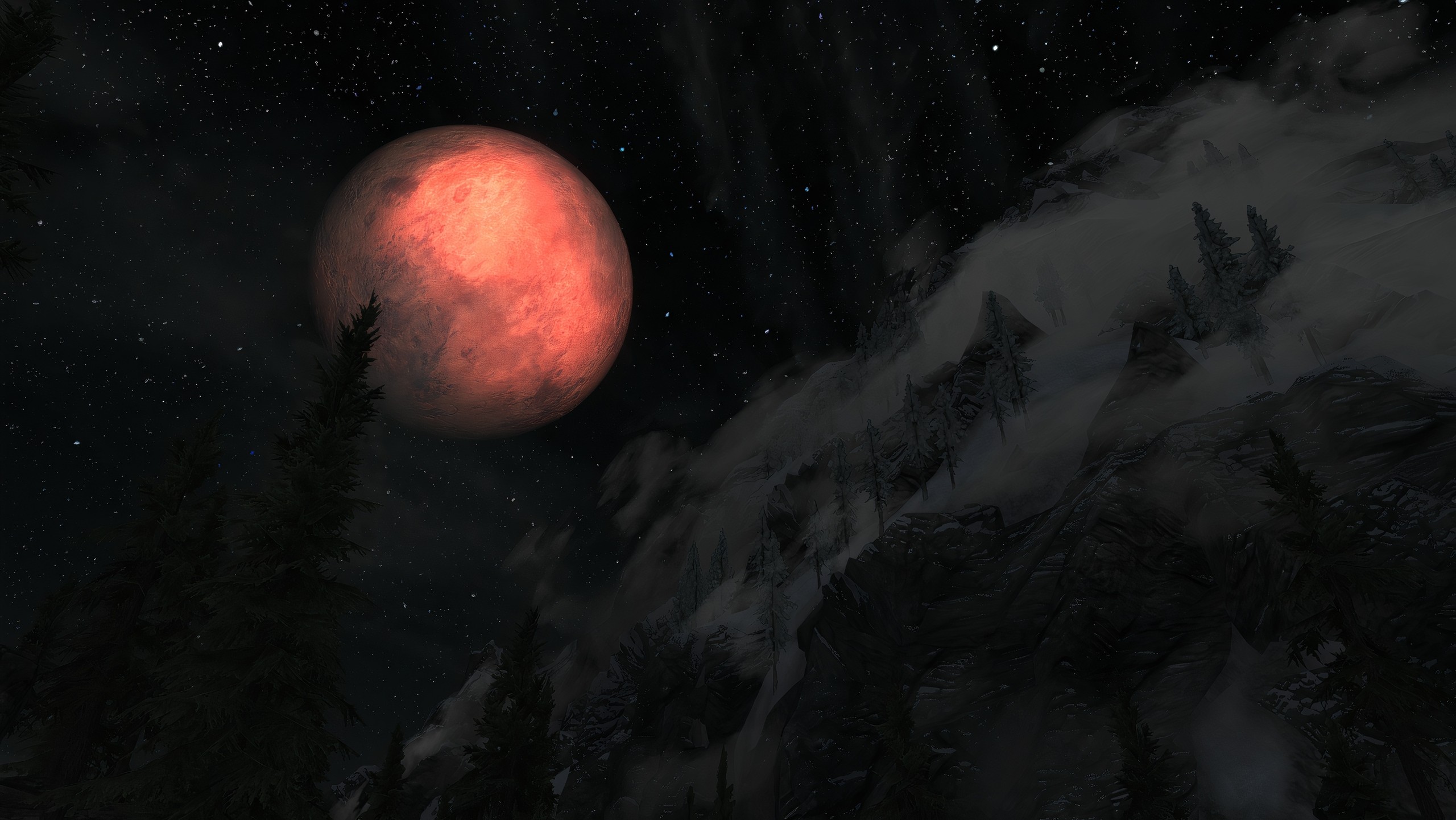 Night Stars Planet Sky Starry Night The Elder Scrolls V Skyrim 2560x1441