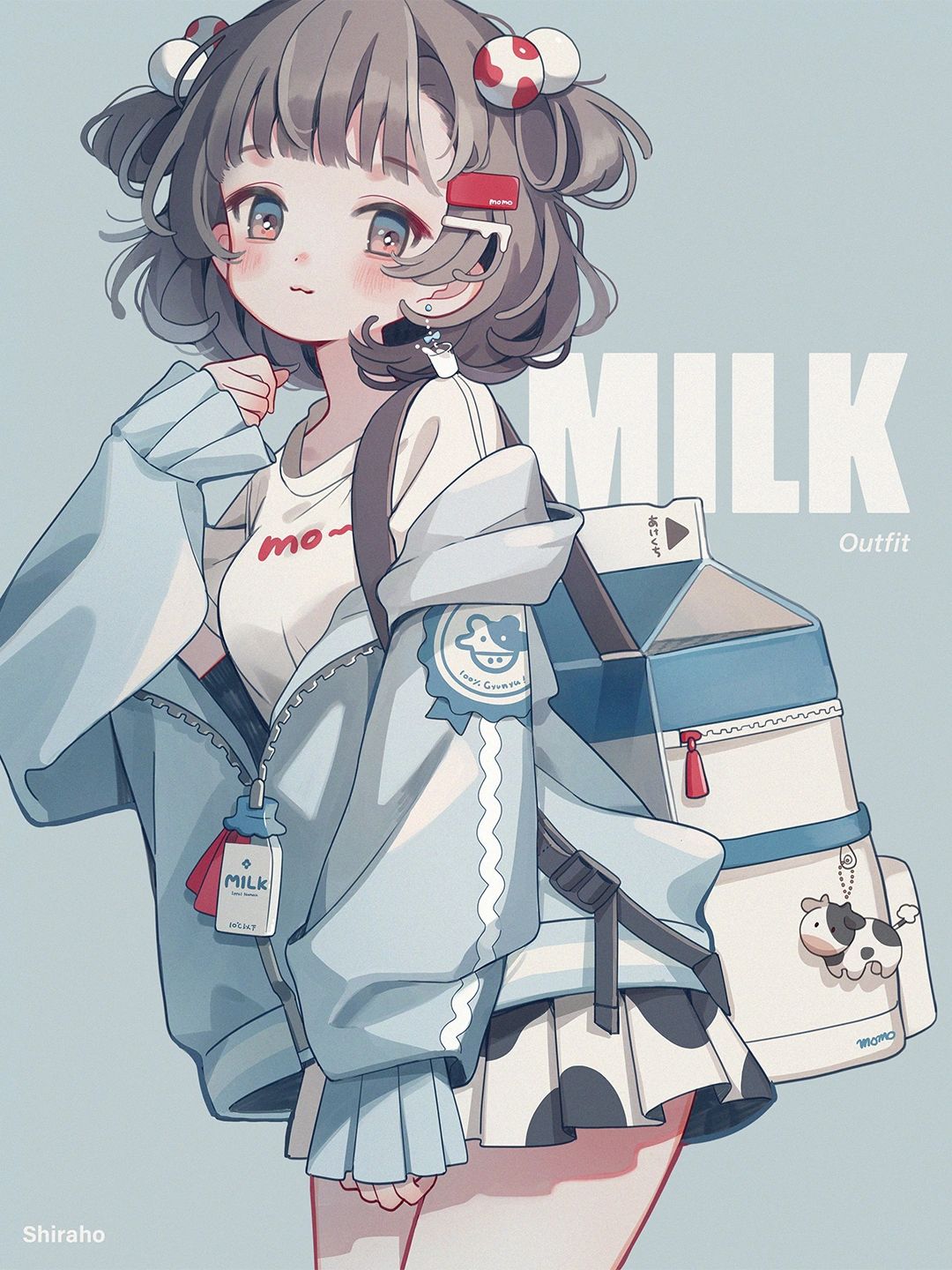 Anime Girls Blue Eyes Portrait Display Standing Blushing Looking At Viewer Backpacks Milk Simple Bac 1080x1440