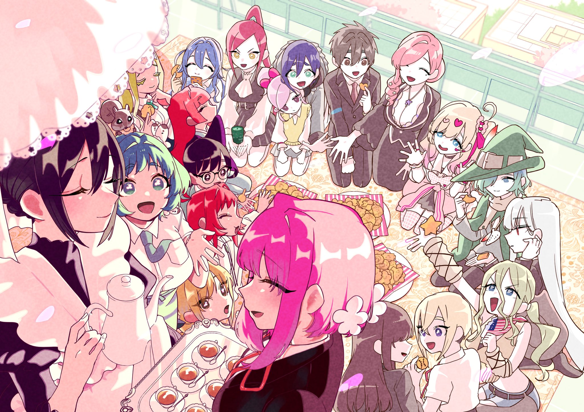 Tea Party Cookies Maid Anime Girls Anime Boys Closed Eyes Tea 2048x1446