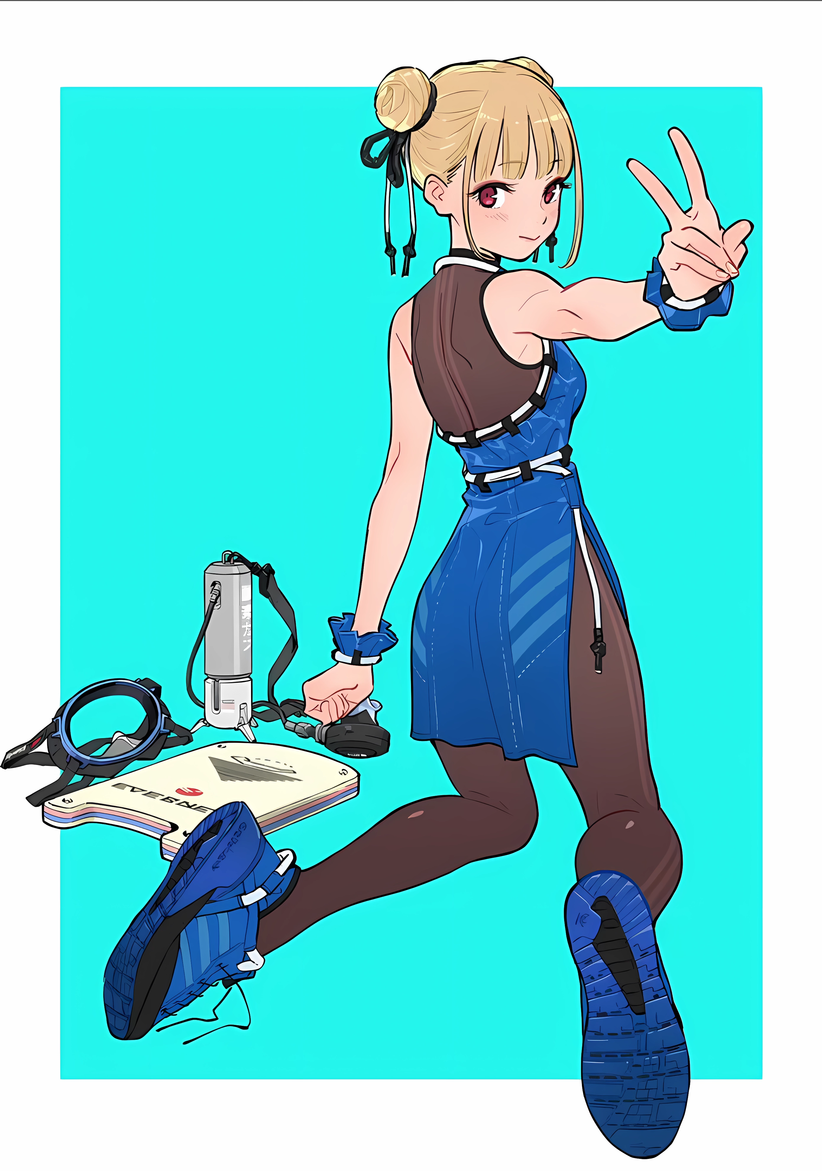 Tarou2 Anime Portrait Display Anime Girls Hairbun Peace Sign Smiling Looking At Viewer Simple Backgr 2780x3960