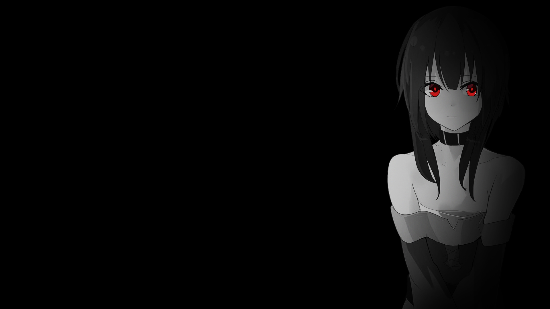 Simple Background Dark Background Black Background Selective Coloring Anime Girls Megumin KonoSuba K 1920x1080