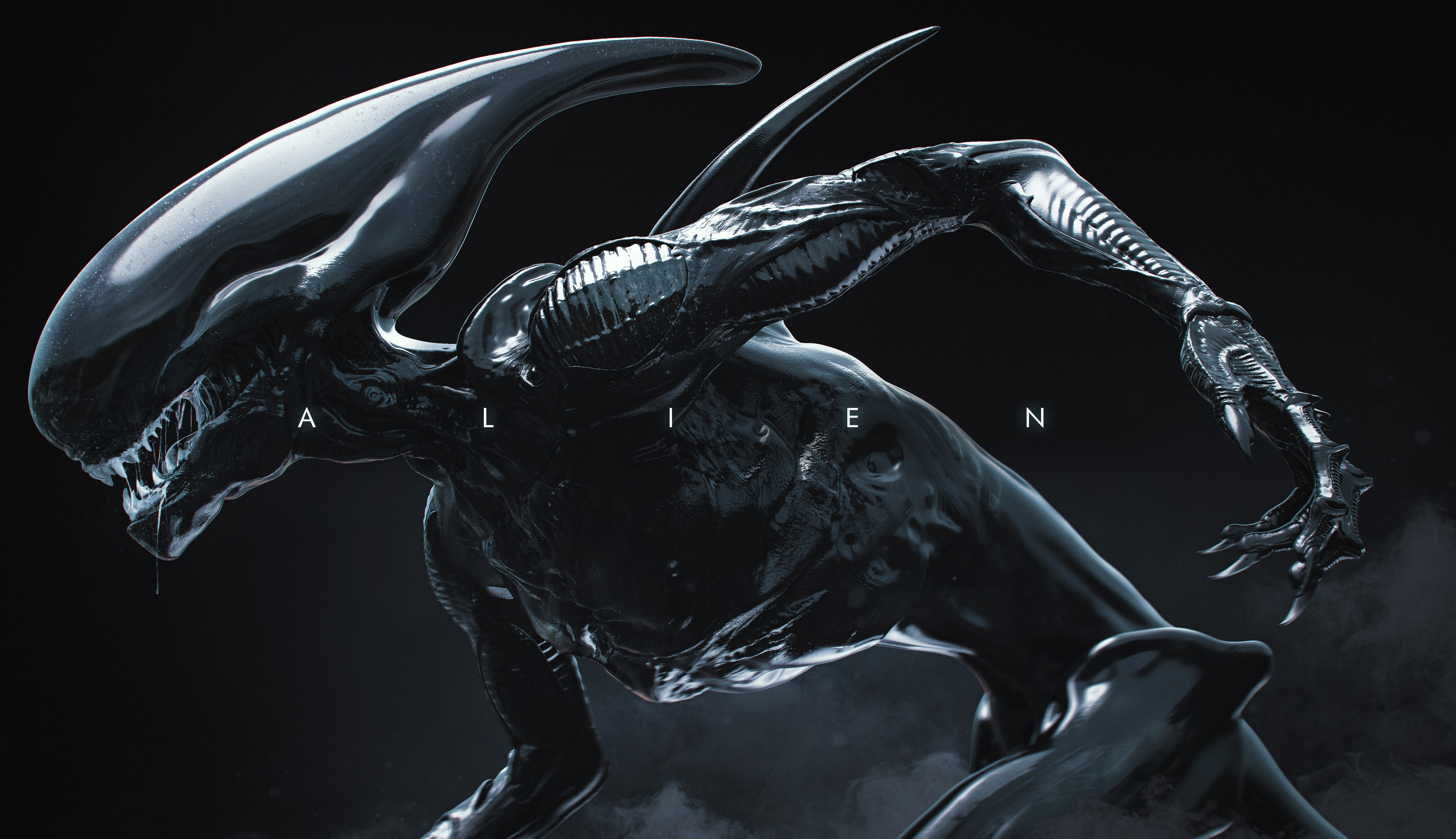 Abrar Khan Xenomorph Aliens Creature Science Fiction Horror Digital Art 3840x2215