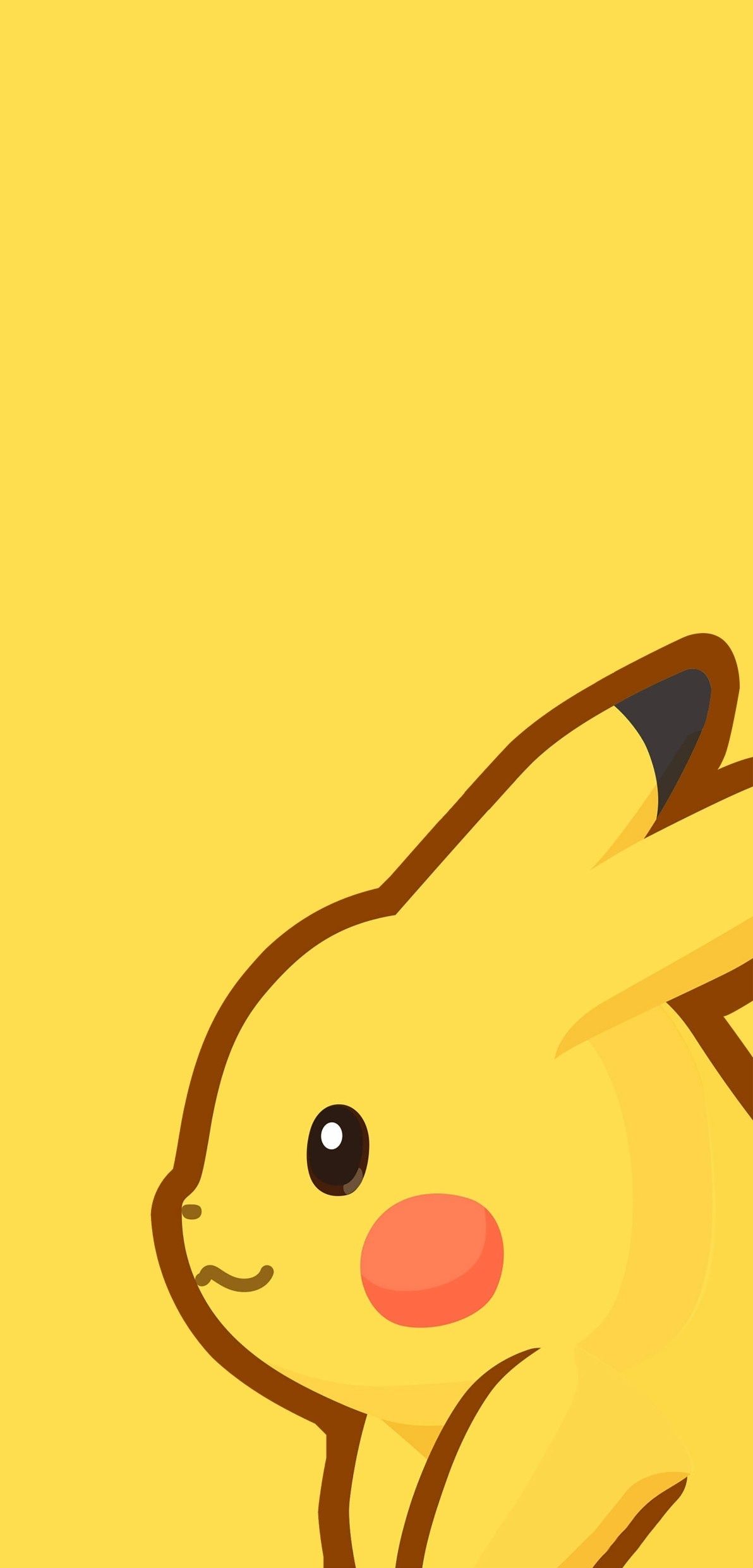 Pokemon Pikachu Yellow Background Anime Simple Background Vertical  Minimalism Wallpaper - Resolution:1192x2482 - ID:1365621 
