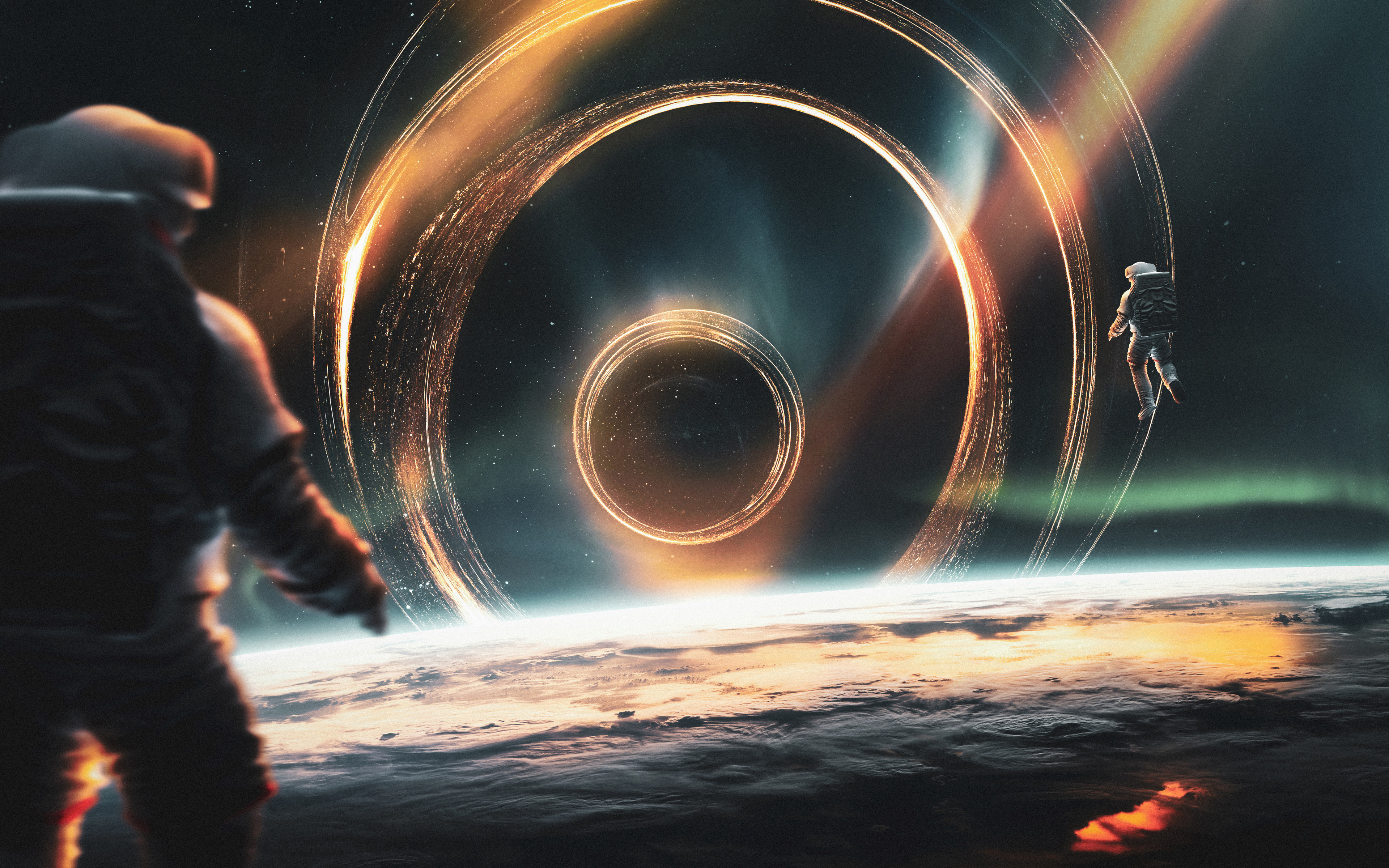 Digital Digital Art Artwork Illustration Render Space Art Galaxy Planet Astronaut Black Holes 3840x2400