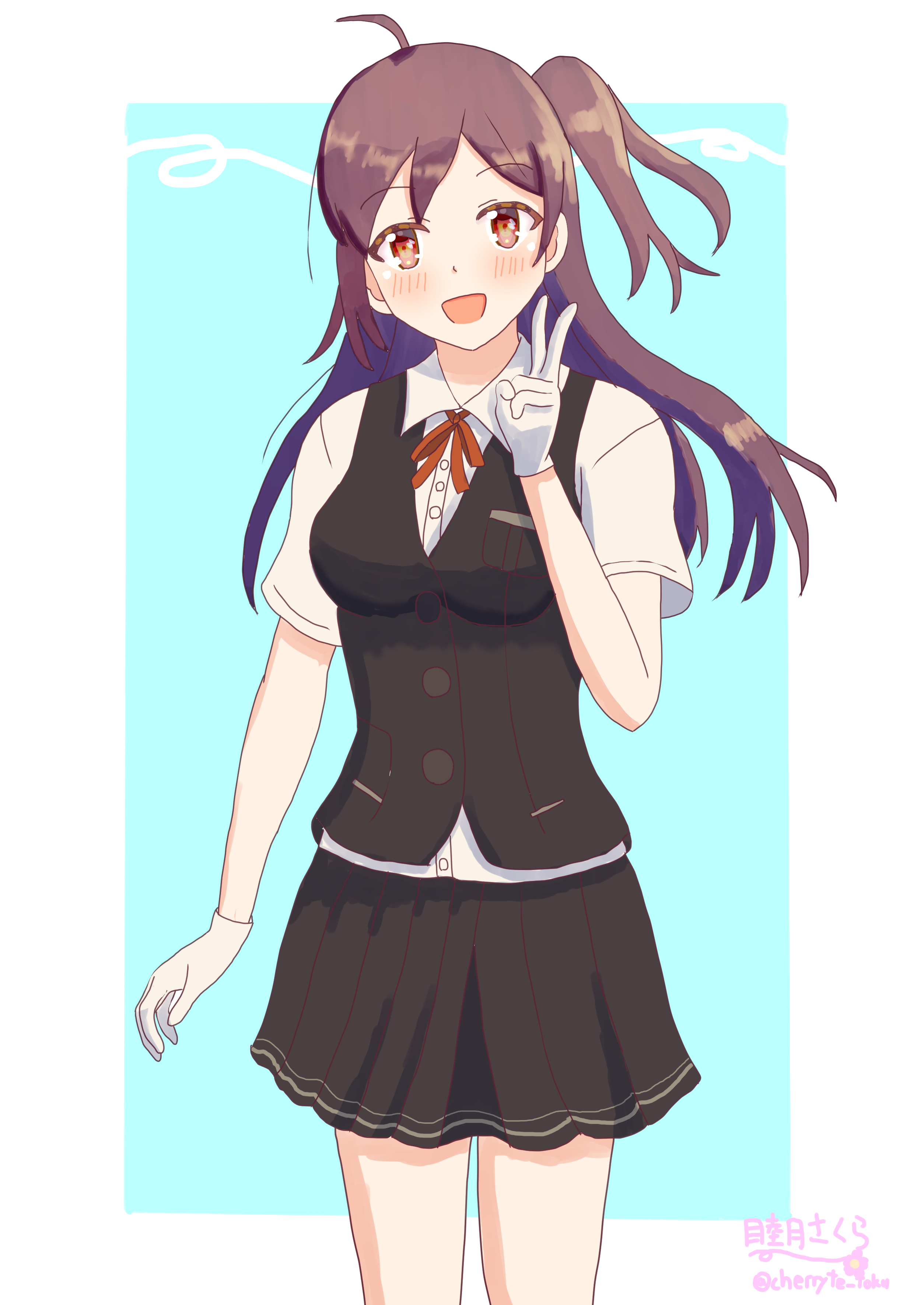 Anime Anime Girls Kantai Collection Hagikaze KanColle Long Hair Purple Hair Solo Artwork Digital Art 2508x3541