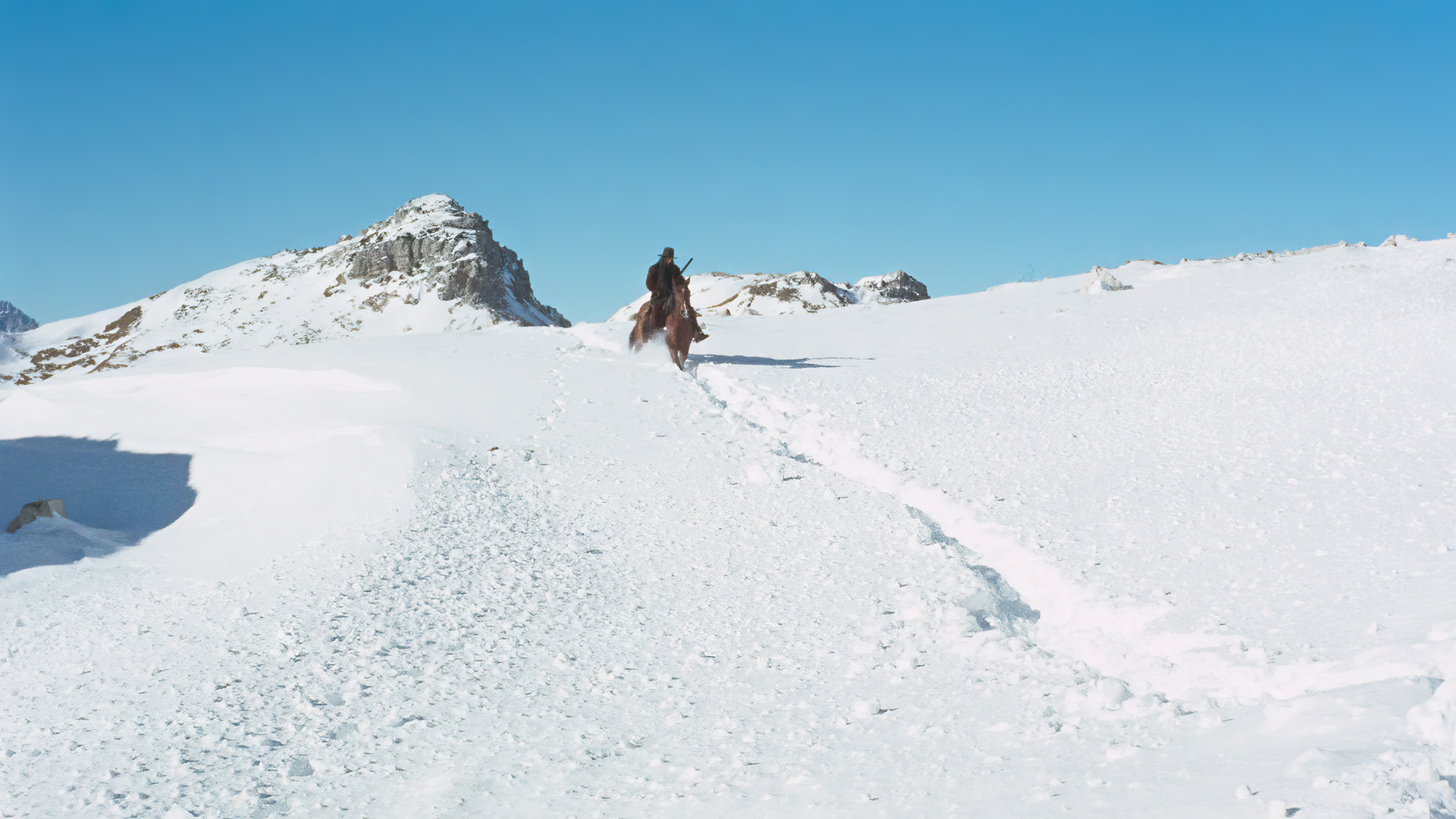 The Great Silence Movies Film Stills Western Snow Sky Rocks Horse Path Winter 1920x1080