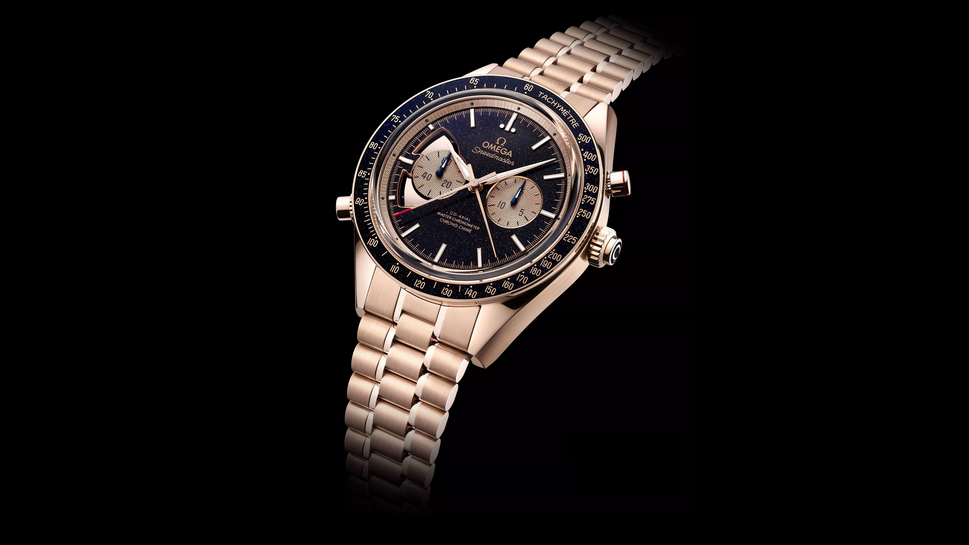 Watch Simple Background Black Background Luxury Watches Wristwatch Omega Watch Minimalism 3840x2160