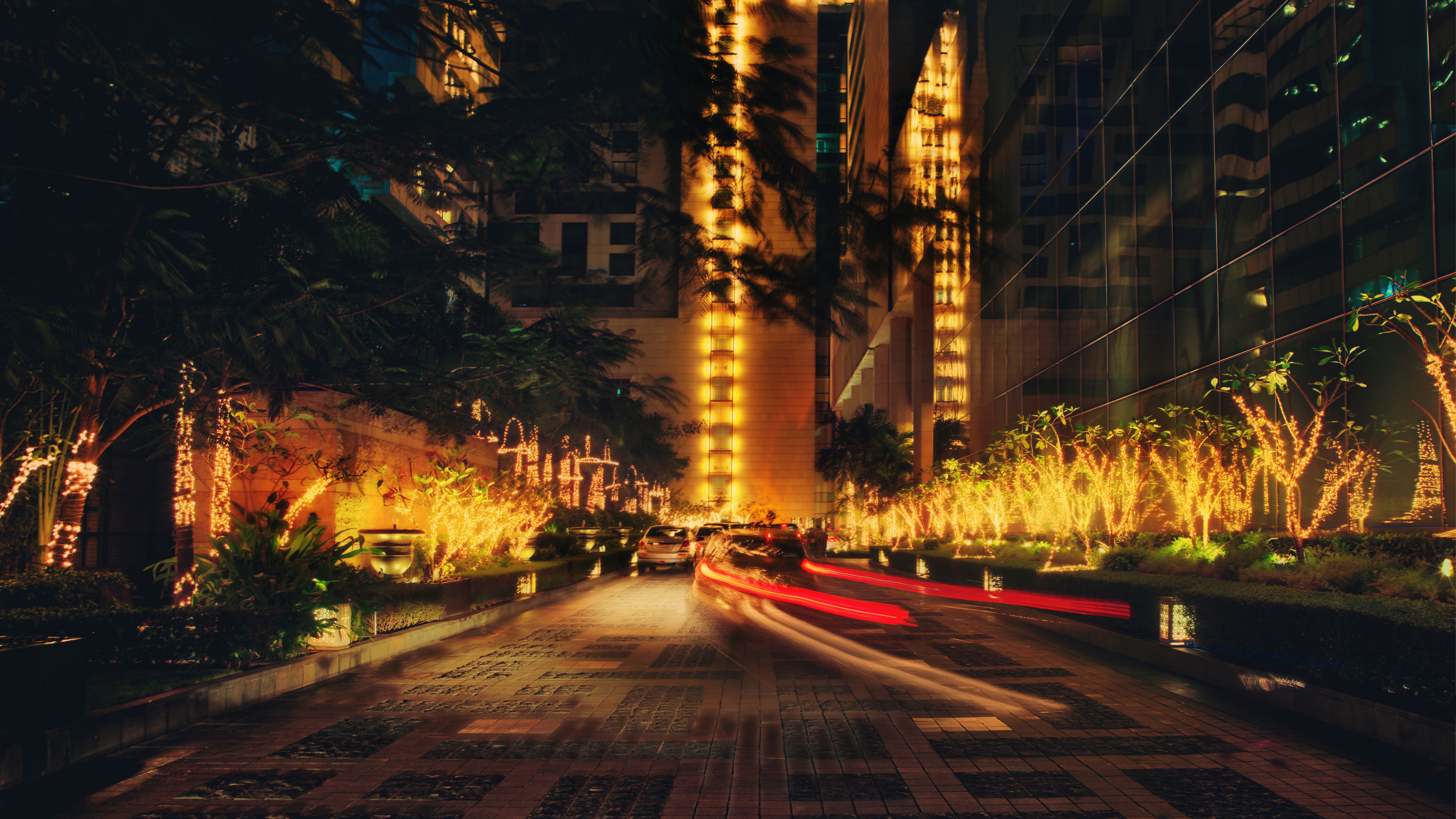 Photography Trey Ratcliff Cityscape Building Street Car Night Lights 7680x4320
