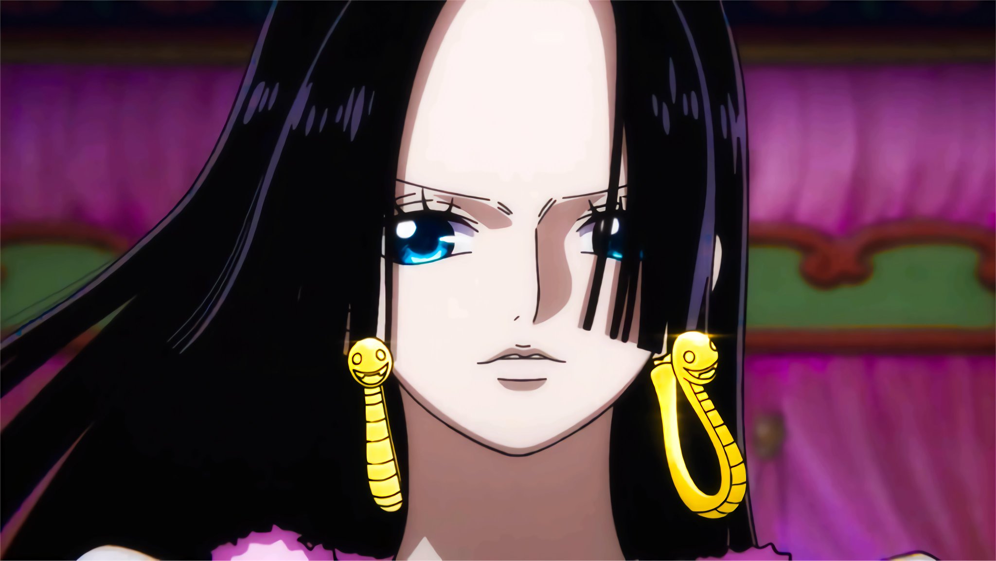 Boa Hancock Shichibukai Blue Eyes Black Hair Anime Girls One Piece Anime Looking At Viewer Long Hair 2048x1153