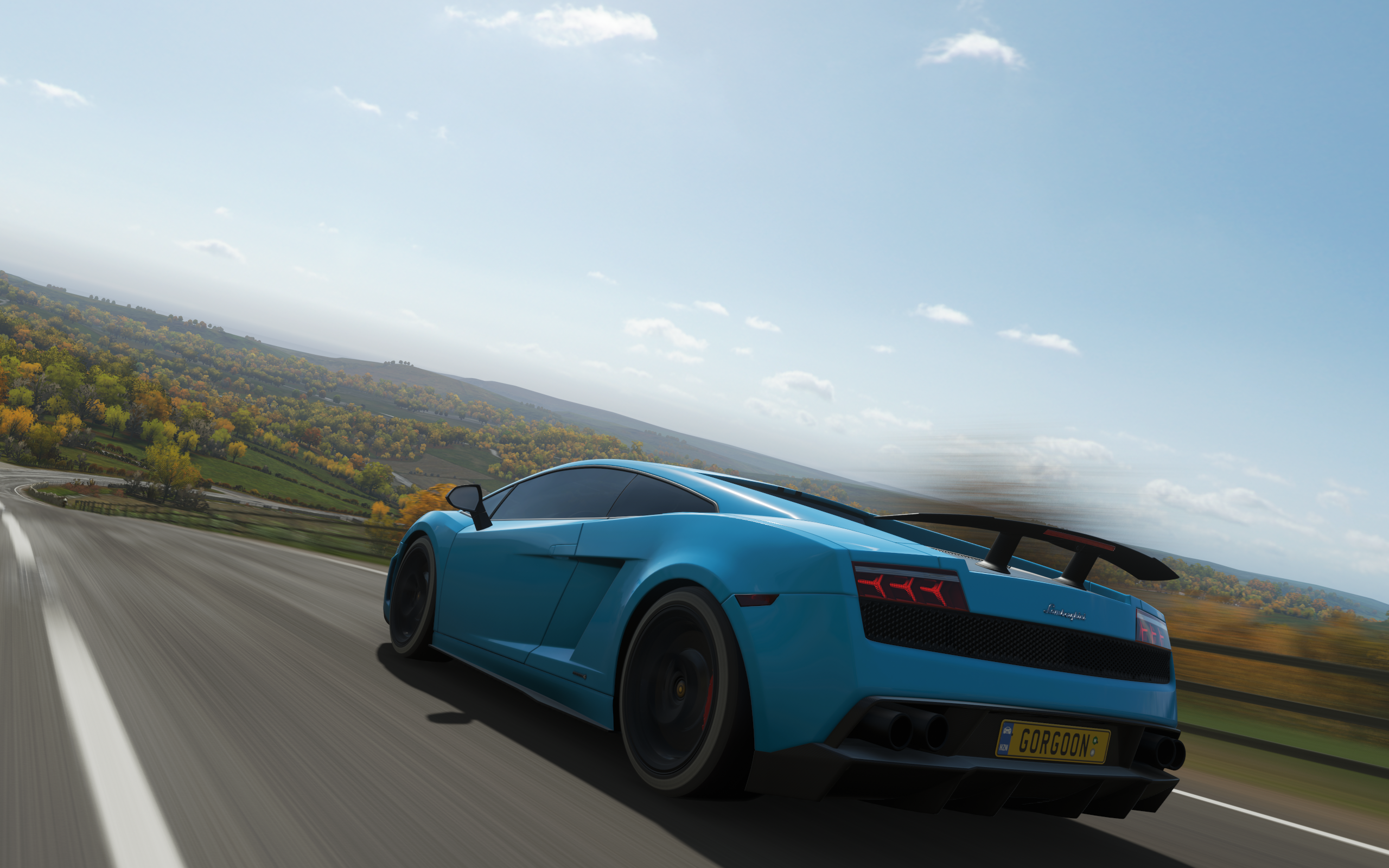 Forza Horizon 4 Screen Shot PC Gaming Video Games Car Rear View Licence Plates Sky Clouds Road CGi 2560x1600