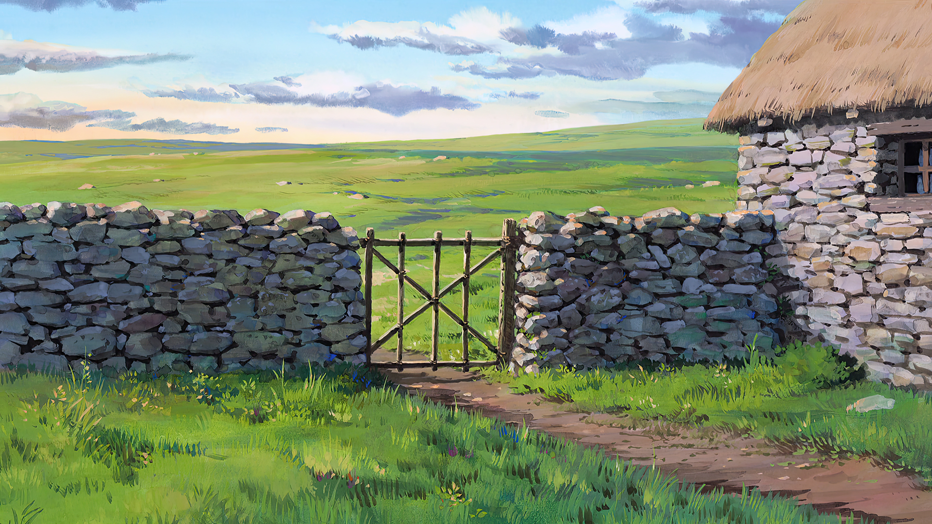 Tales From Earthsea Animated Movies Anime Animation Film Stills Studio Ghibli Stone Fence Grass Sky  1920x1080