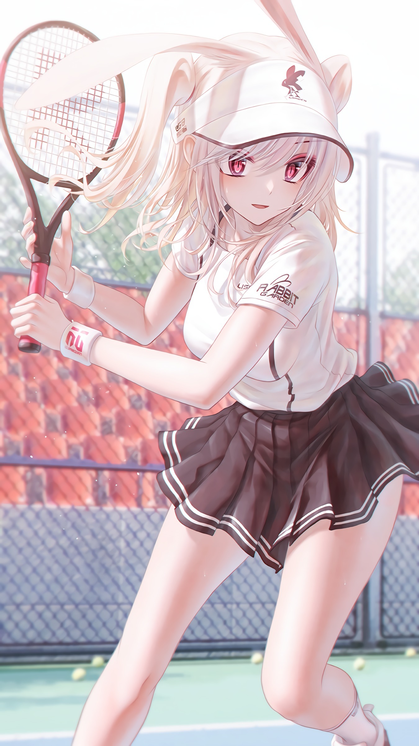 Bae C Anime Girls Vertical Bunny Girl Bunny Ears Tennis Rackets Tennis Balls Skirt 1350x2400