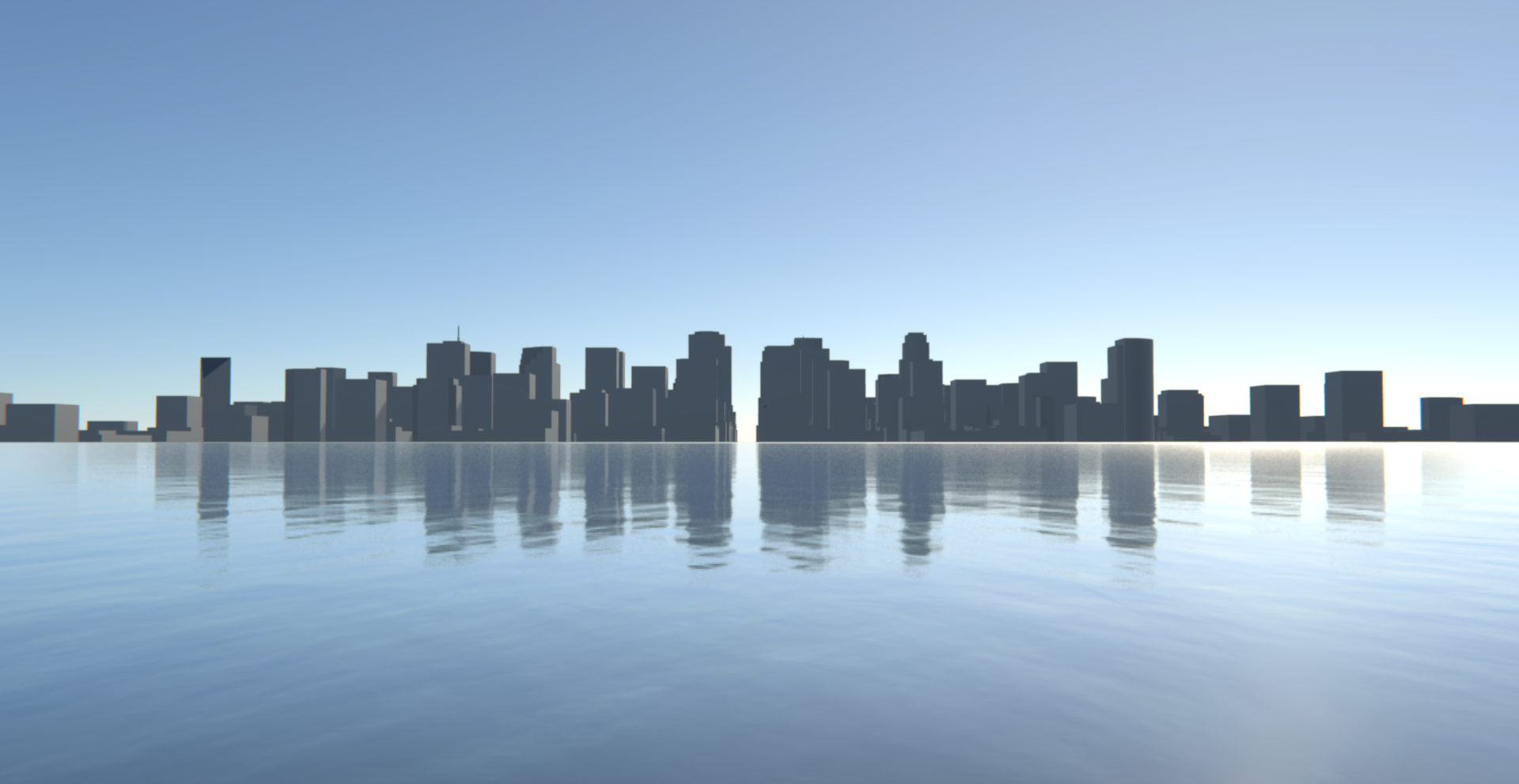 City Skyscraper Sea Building Town Architecture Reflection Water Golden Hour Sketchup V Ray CGi 1920x991