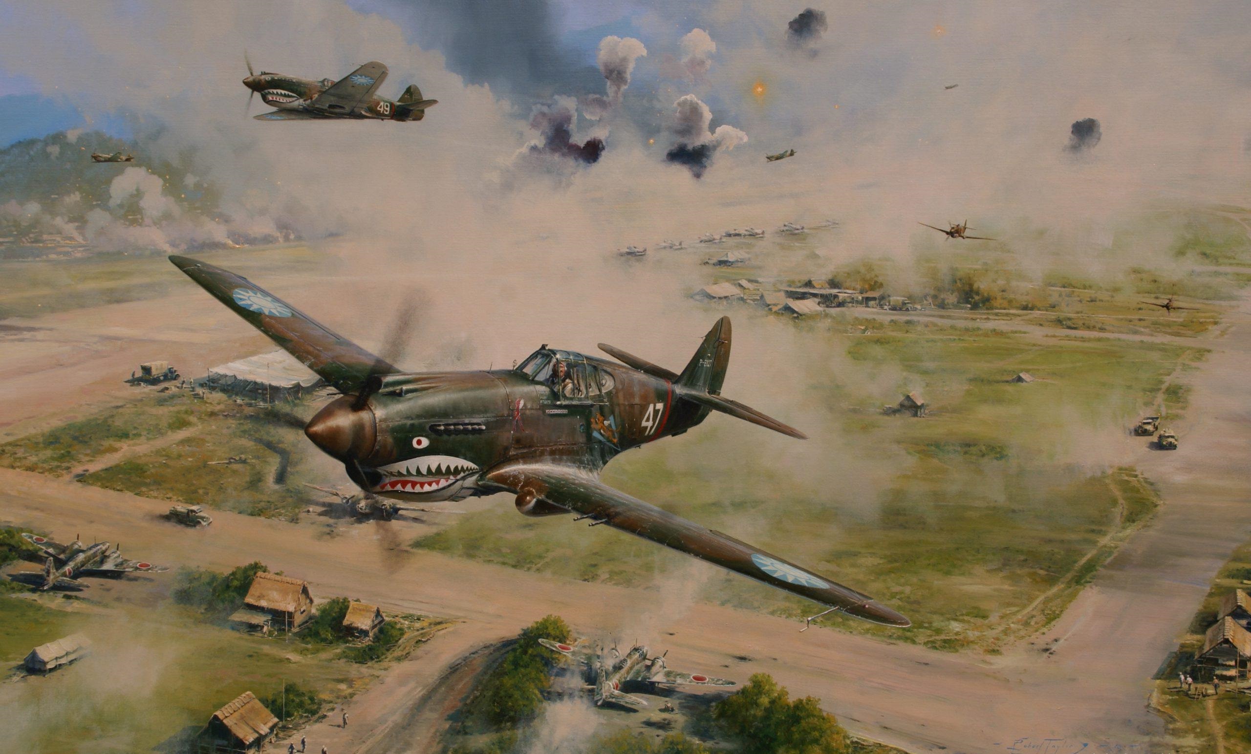 World War Ii War Airplane Aircraft Curtiss P 40 Warhawk 2560x1543