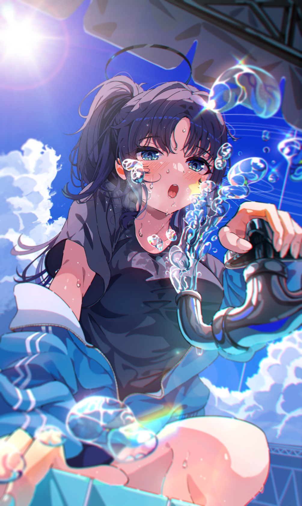 Anime Anime Girls Sakatsuki Yakumo Water Water Drops Tap Hayase Yuuka Blue Archive 1005x1684