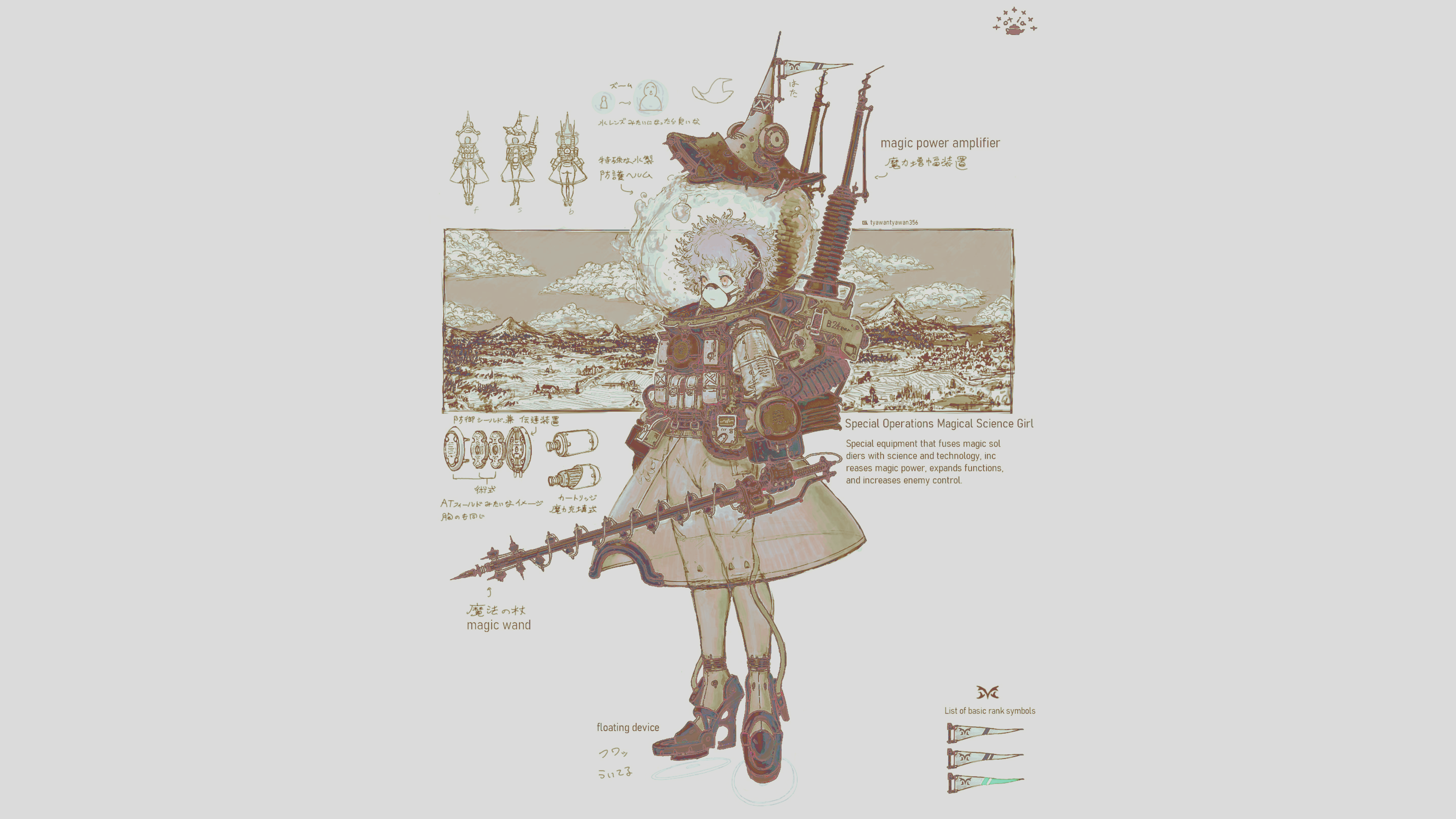 Magical Girls Science Military Witch Industrial Curly Hair Weapon Heavy Equipment Map Schematic Info 3840x2160