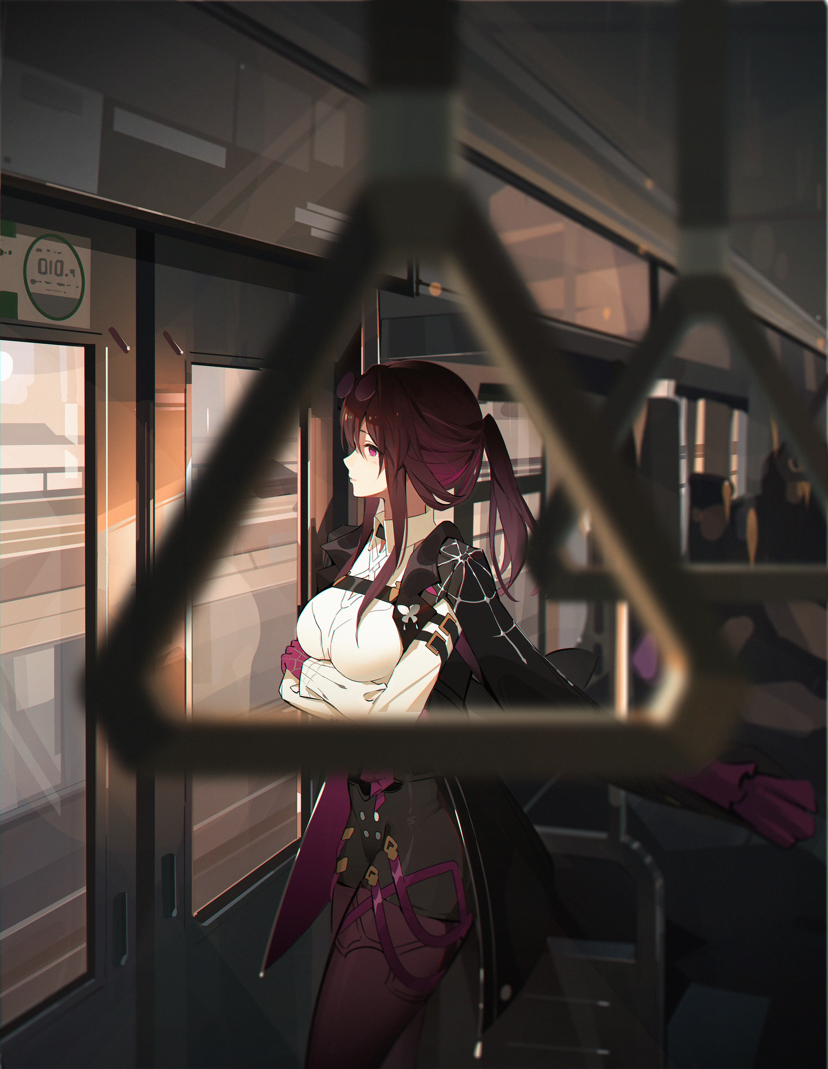 Anime Anime Girls Kafka Honkai Star Rail Honkai Star Rail Train Standing Looking Away Purple Hair Pu 2762x3566