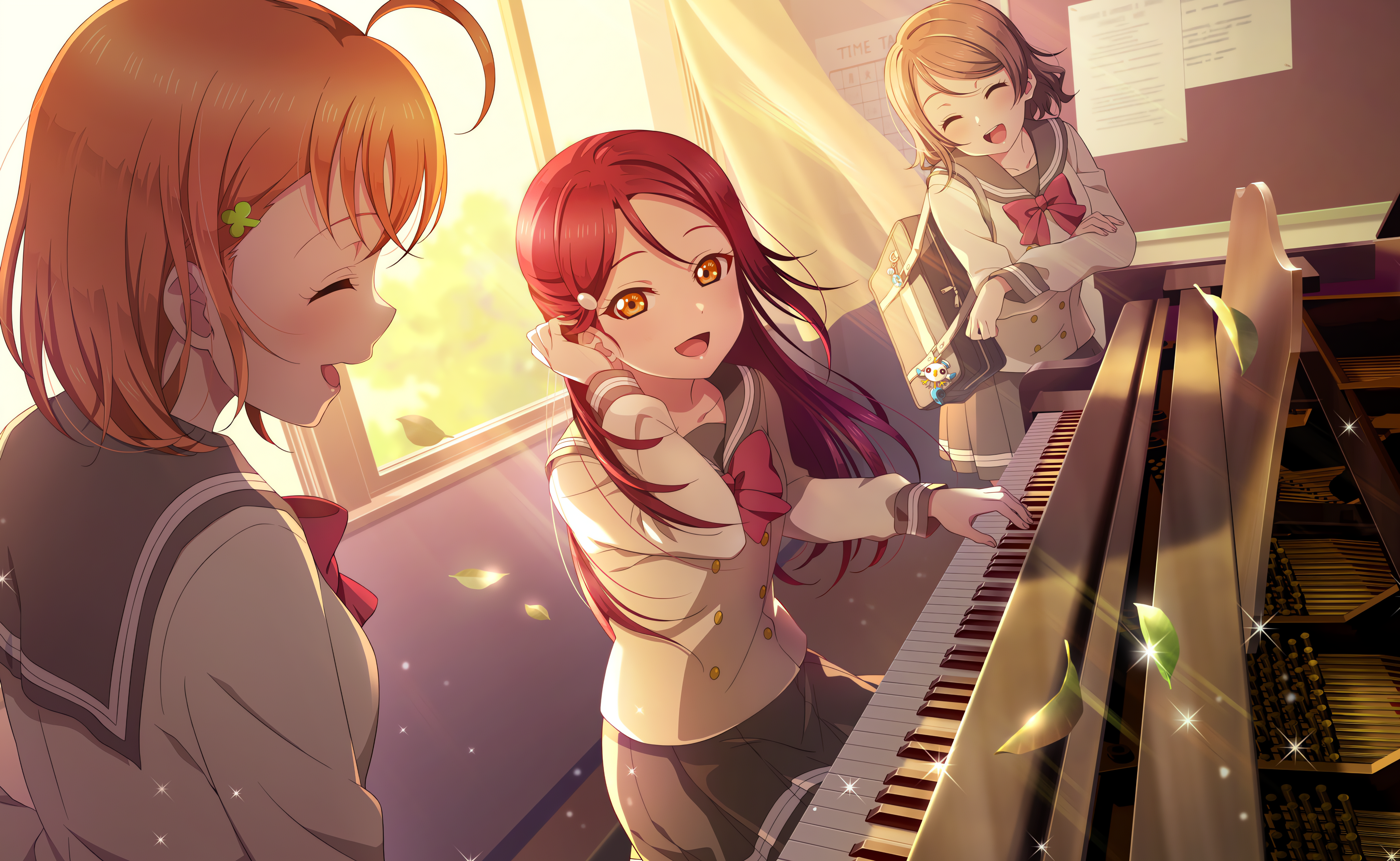 Sakurauchi Riko Love Live Love Live Sunshine Anime Anime Girls Closed Eyes Piano Musical Instrument  4096x2520