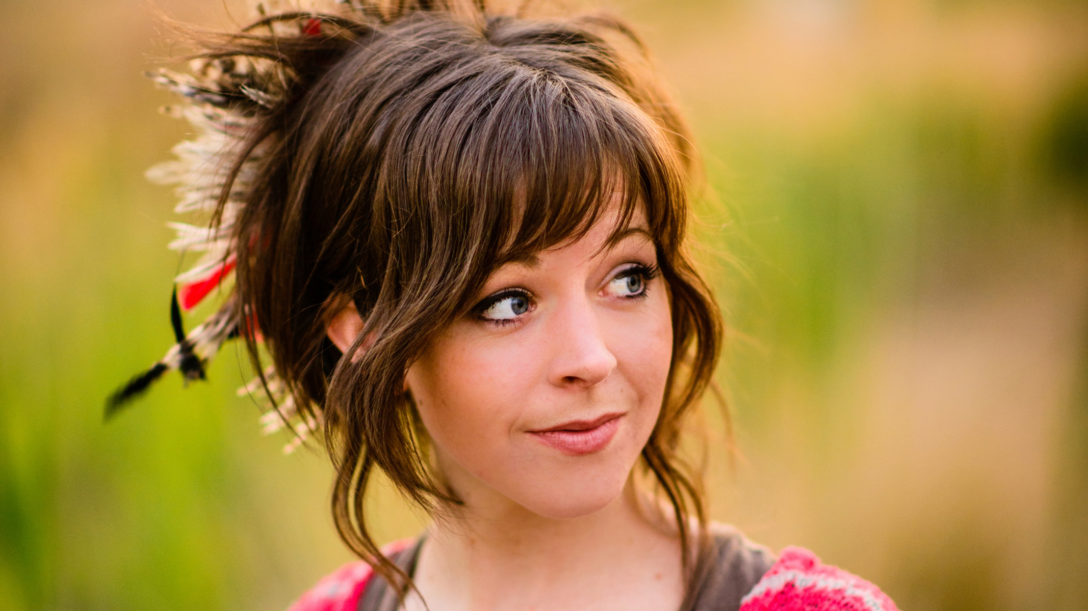 Lindsey Stirling Women Musician Celebrity Face Brunette Looking At The Side Depth Of Field Women Out 2134x1200